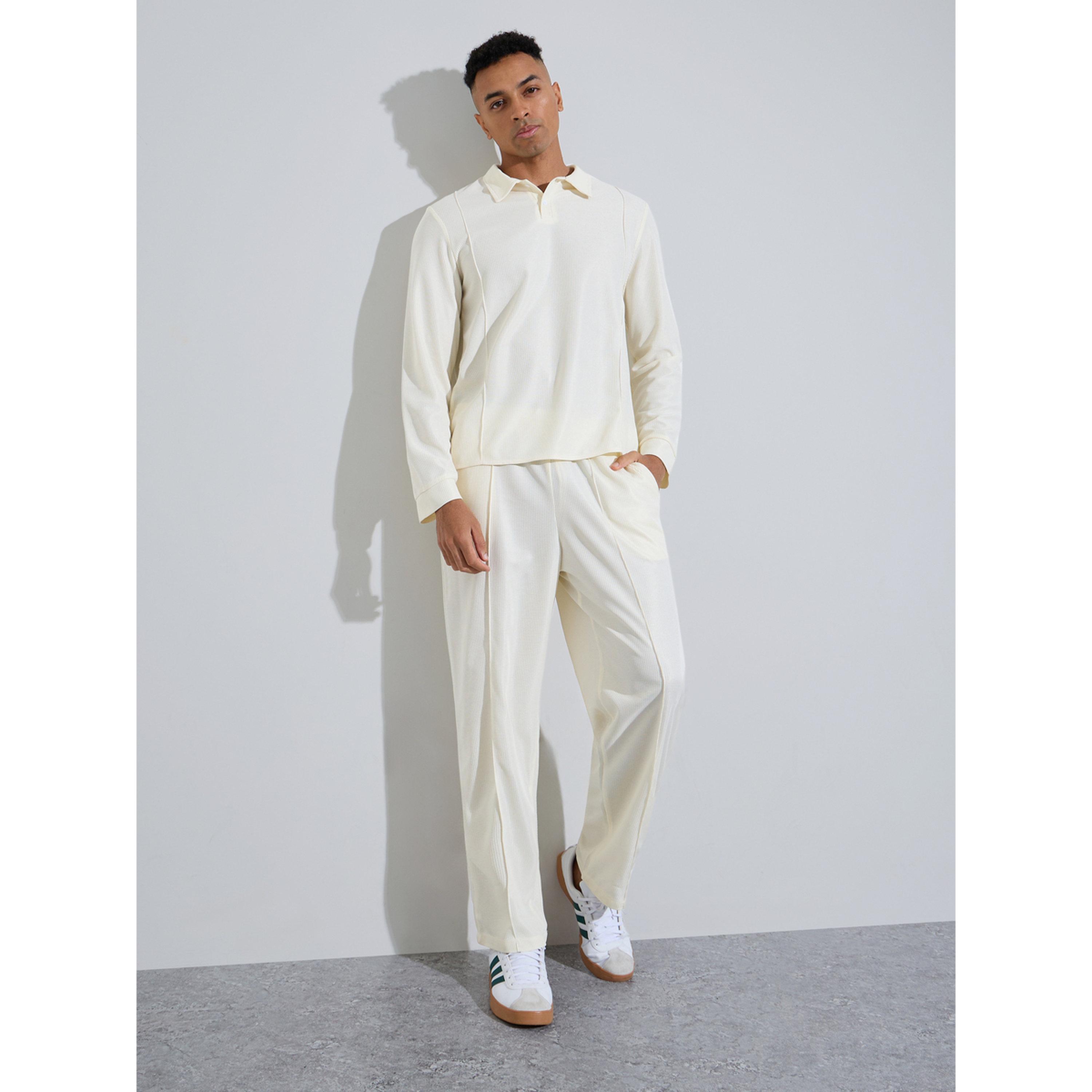 Take Two Men Beige Long Sleeve Polo T-Shirt and Joggers Co-Ords-men-clothing-coordsets-image-1