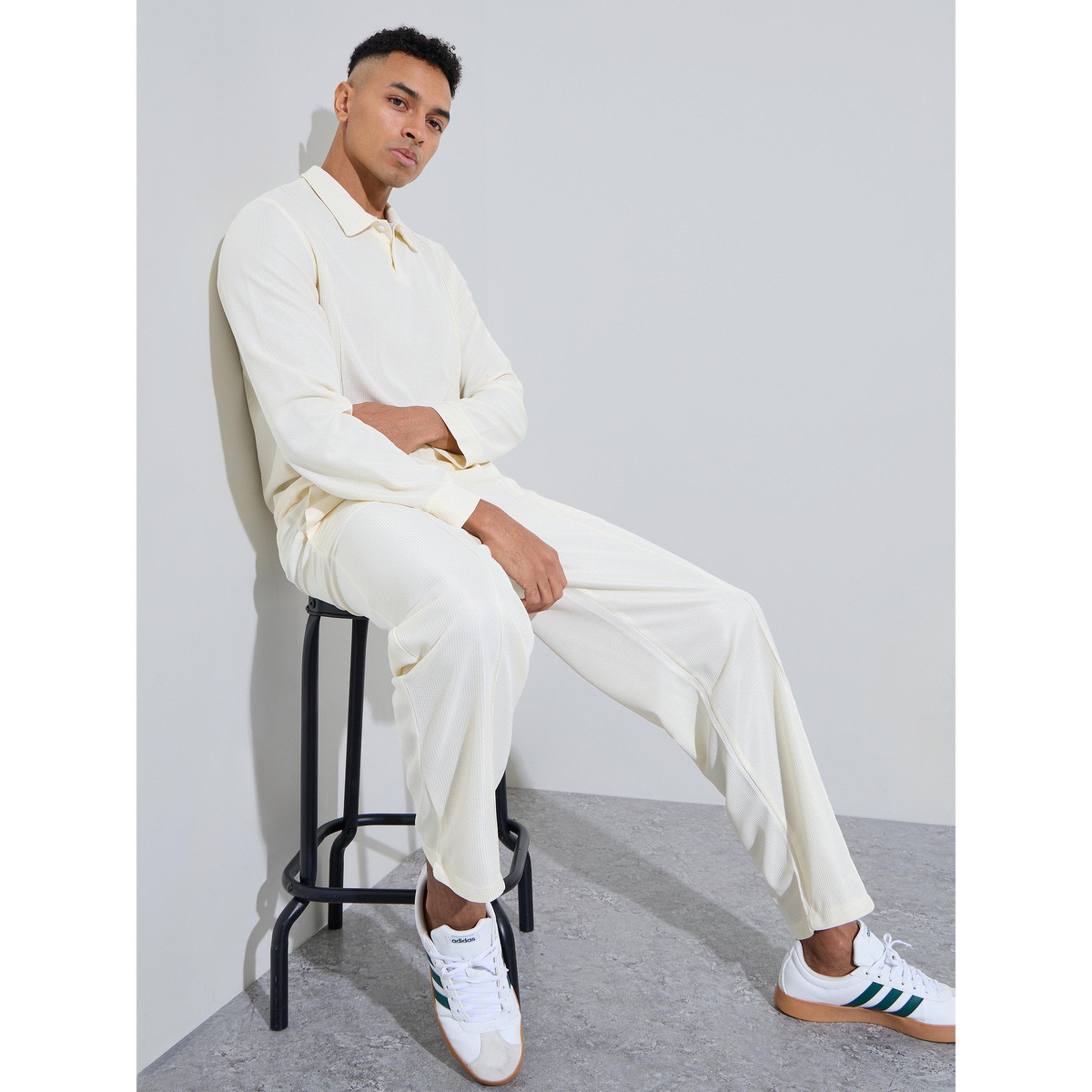 Take Two Men Beige Long Sleeve Polo T-Shirt and Joggers Co-Ords-men-clothing-coordsets-image-2