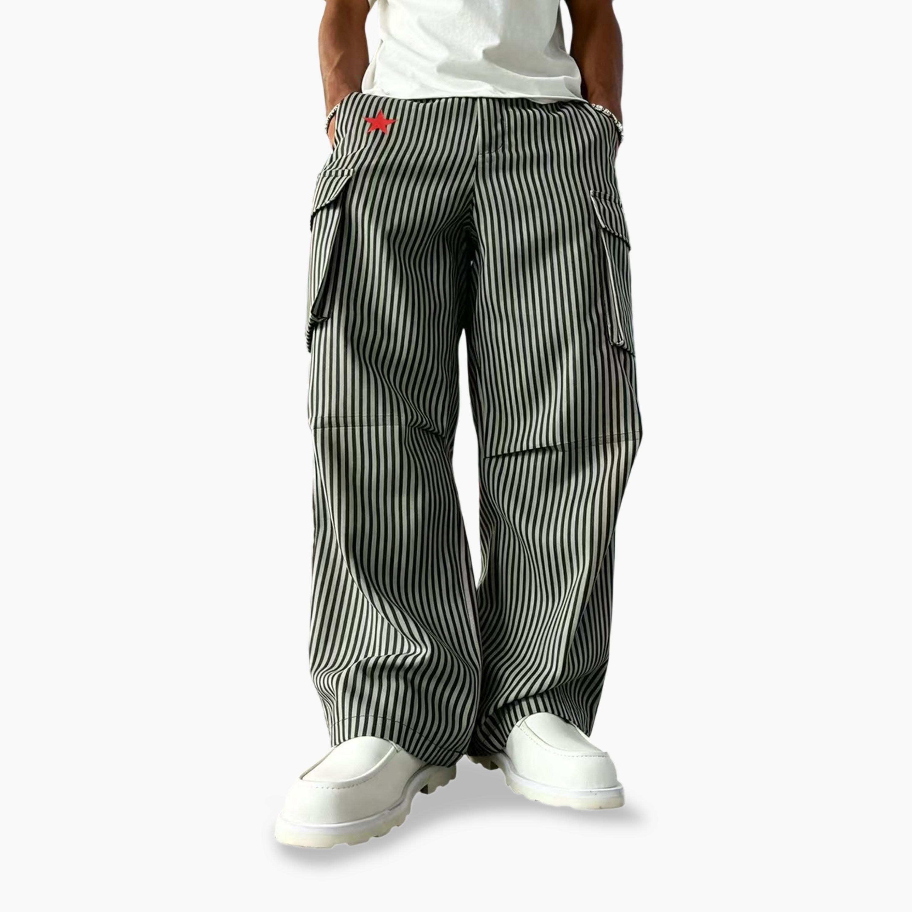 Take Two Men Multi-Color Striped Loose Fit Dungaree Pants-men-clothing-joggers-image-1