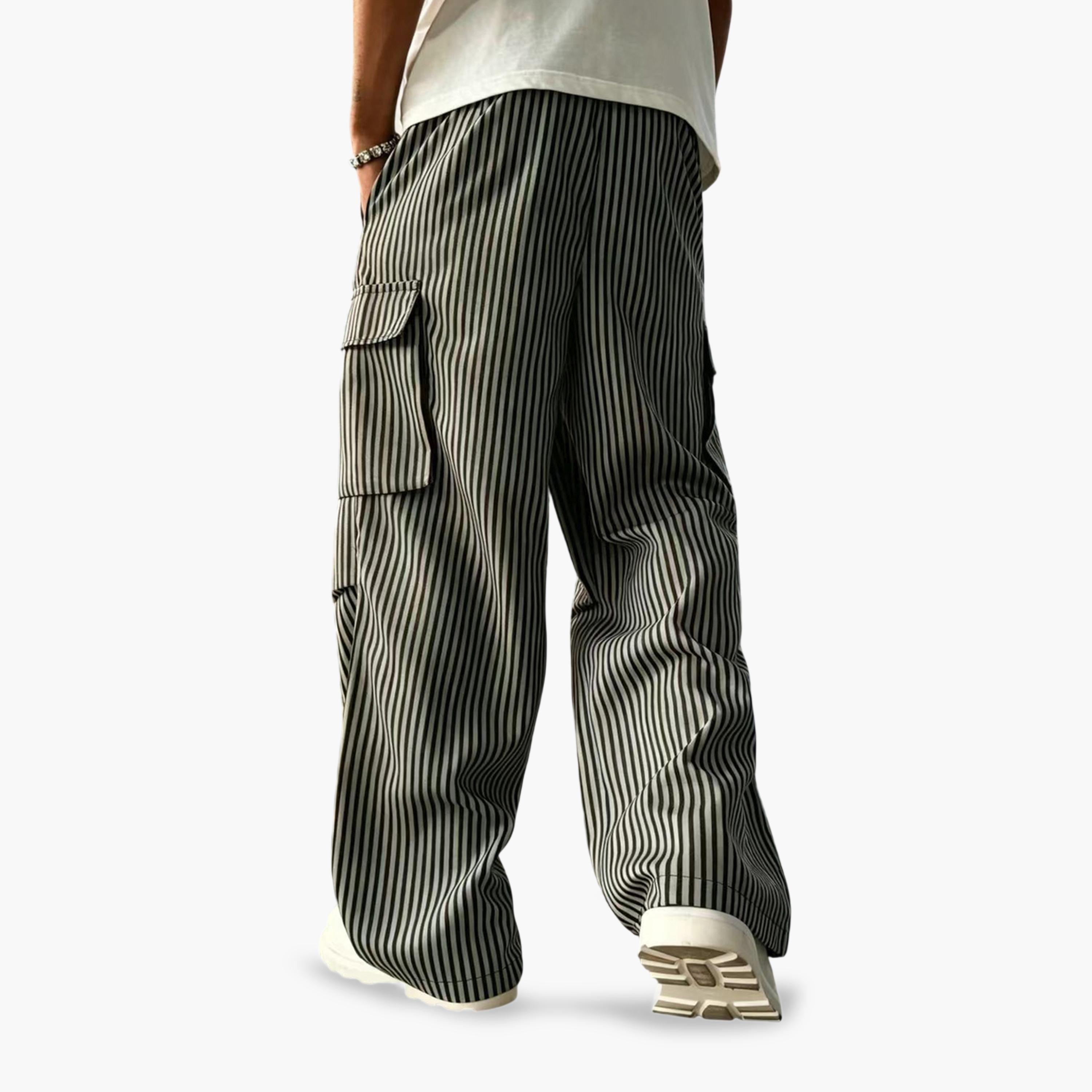 Take Two Men Multi-Color Striped Loose Fit Dungaree Pants-men-clothing-joggers-image-2