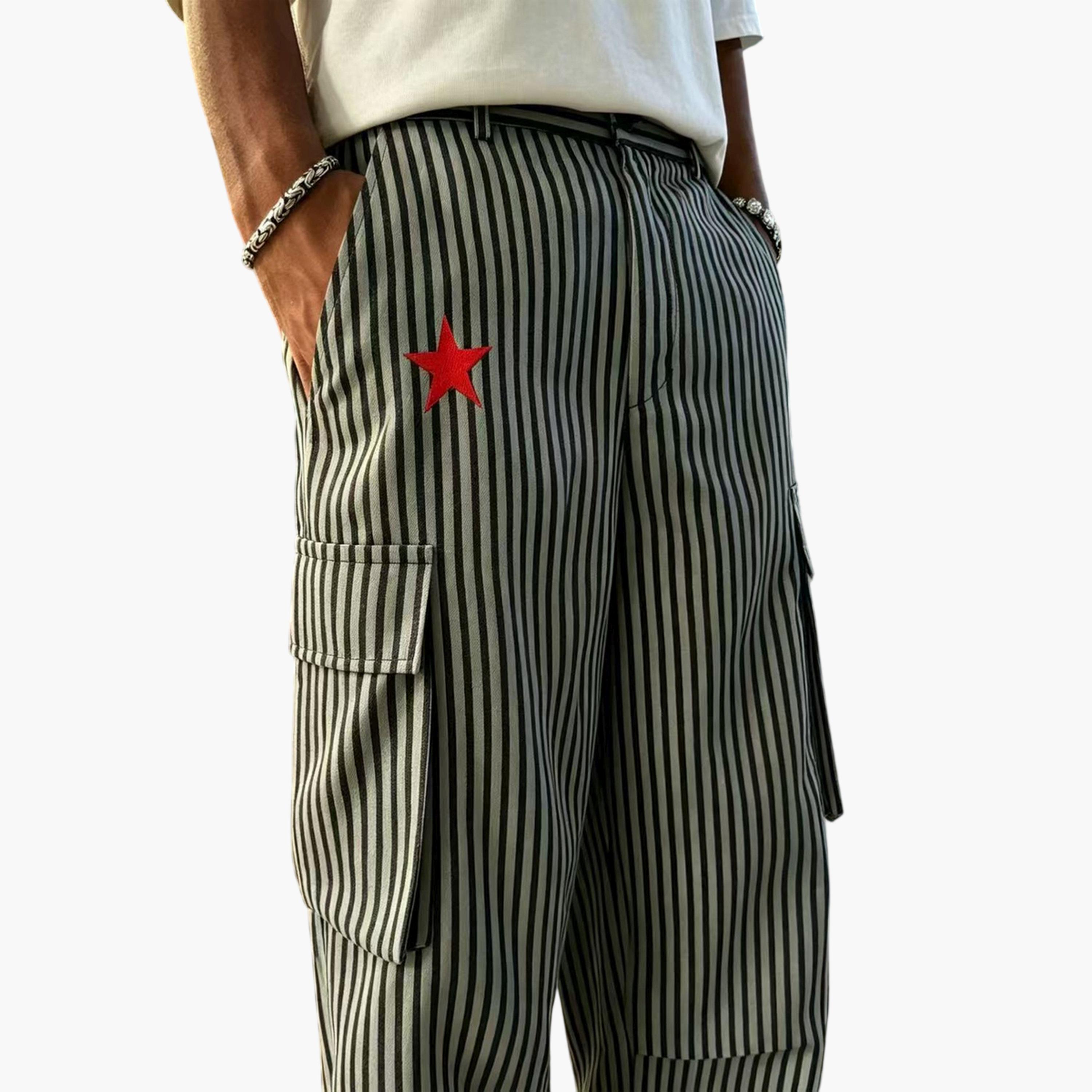 Take Two Men Multi-Color Striped Loose Fit Dungaree Pants-men-clothing-joggers-image-3