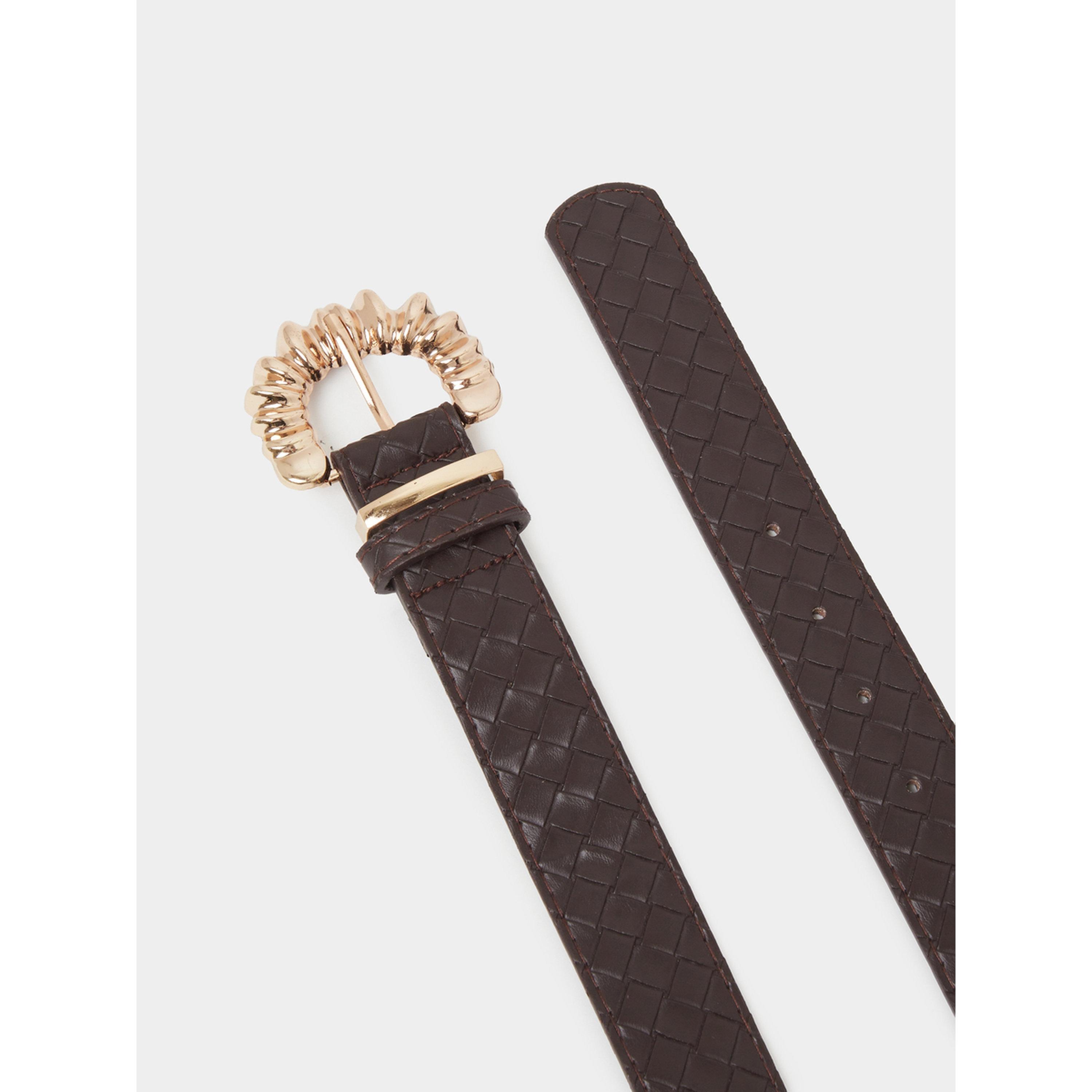 حزام بني بتفاصيل بارزة الملمس وإبزيم ذهبي-women-clothingaccessories-belts-image-3