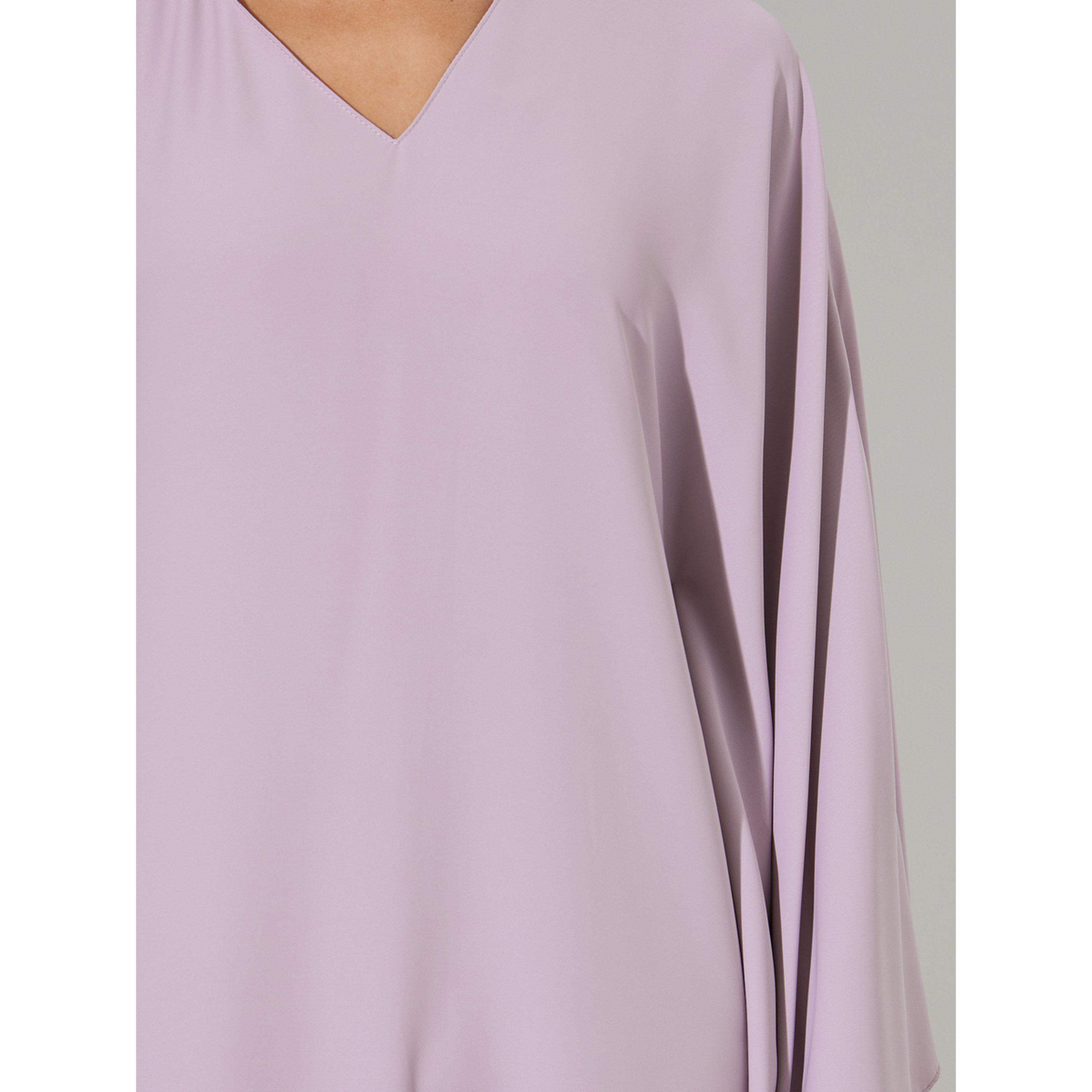 Styli Purple Solid Batwing Sleeves V-Neck Maxi Kaftan-women-arabicclothing-kaftan-image-4