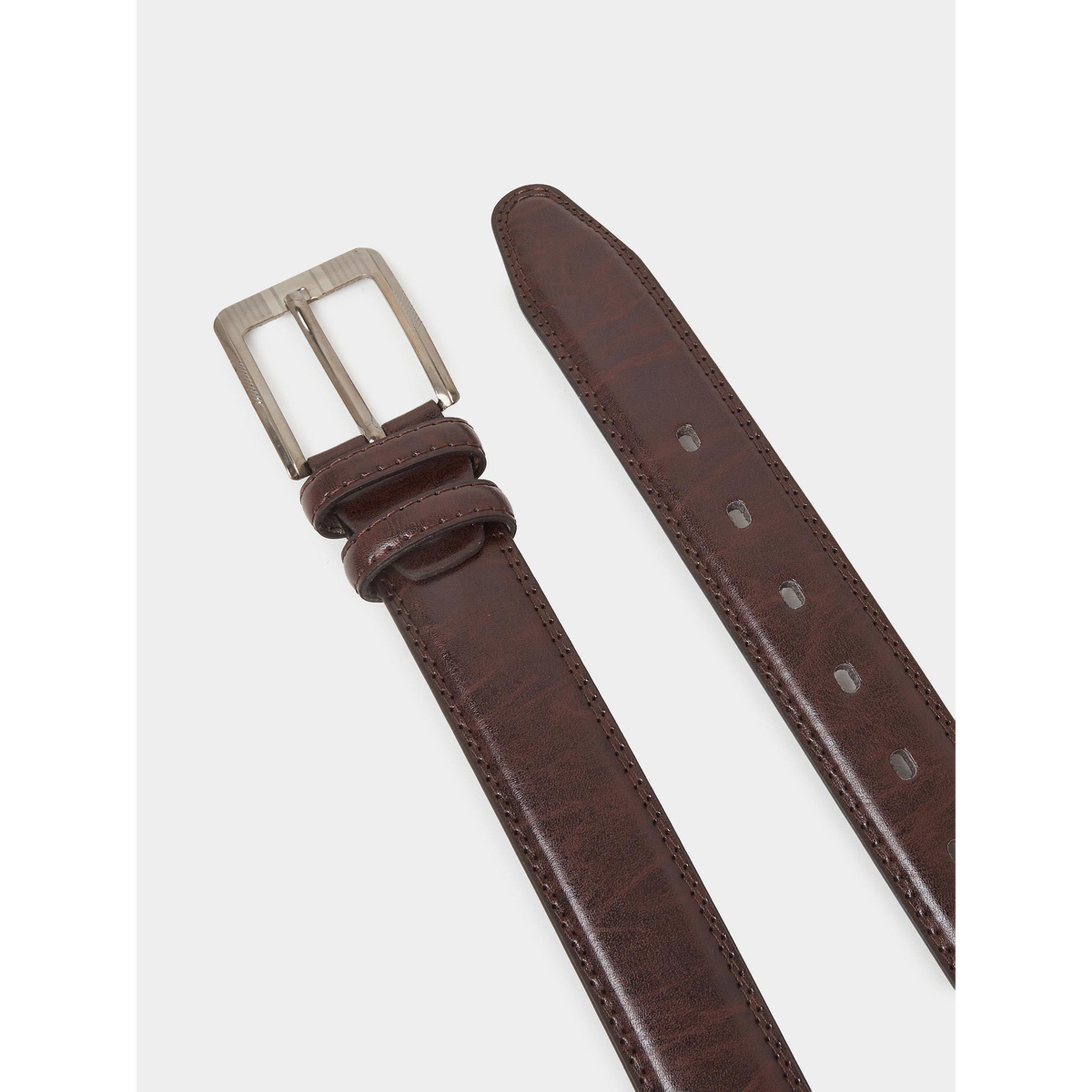 Styli Coffee Brown Solid Faux Leather Pin Buckle Belt-men-beltsandwallets-belts-image-2