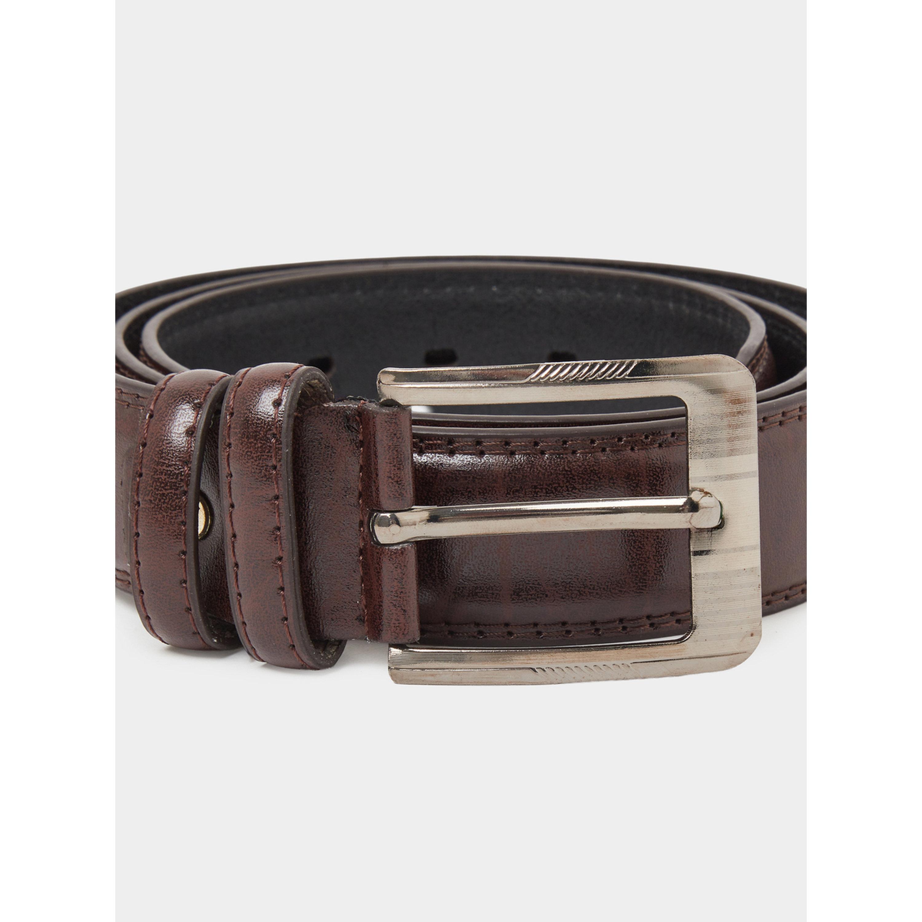 Styli Coffee Brown Solid Faux Leather Pin Buckle Belt-men-beltsandwallets-belts-image-3