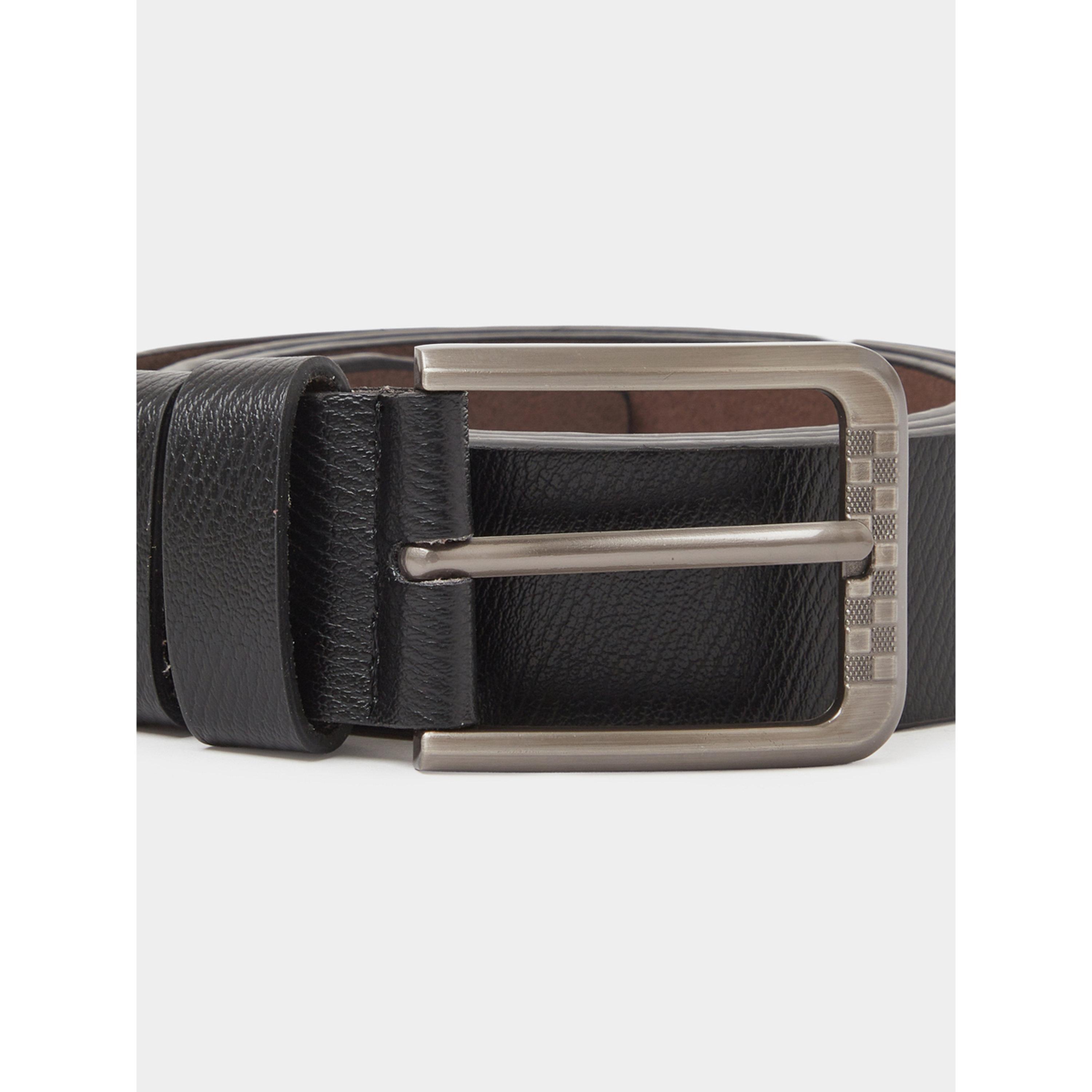 Styli Black Solid Faux Leather Belt with Gunmetal Buckle-men-beltsandwallets-belts-image-3