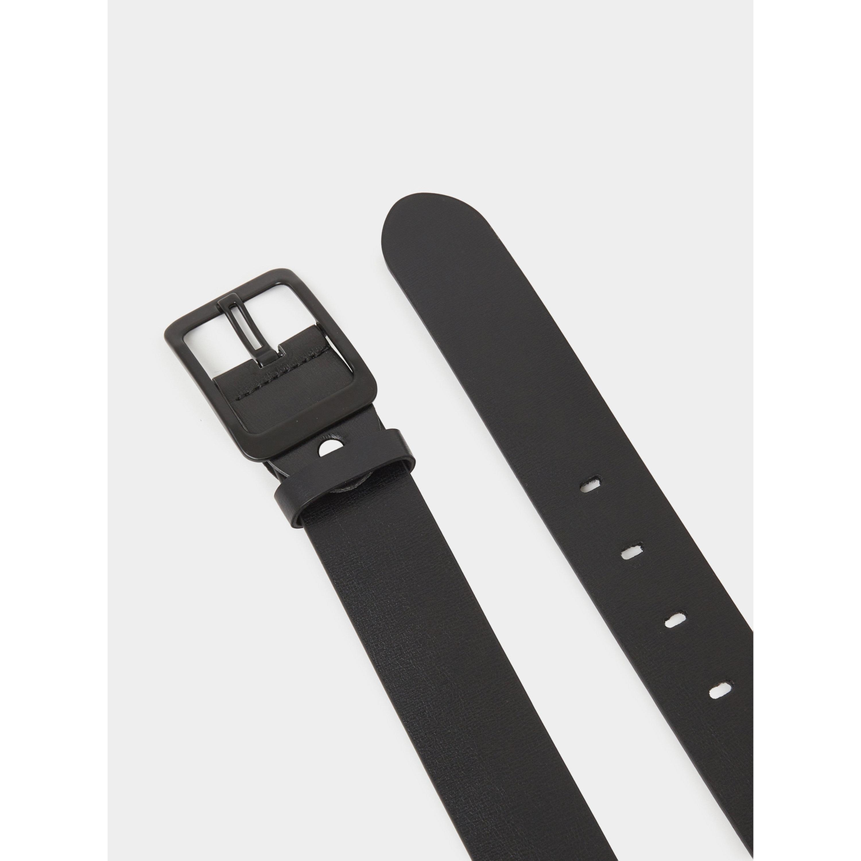 Styli Black Solid Faux leather Belt with Square Buckle-men-beltsandwallets-belts-image-2