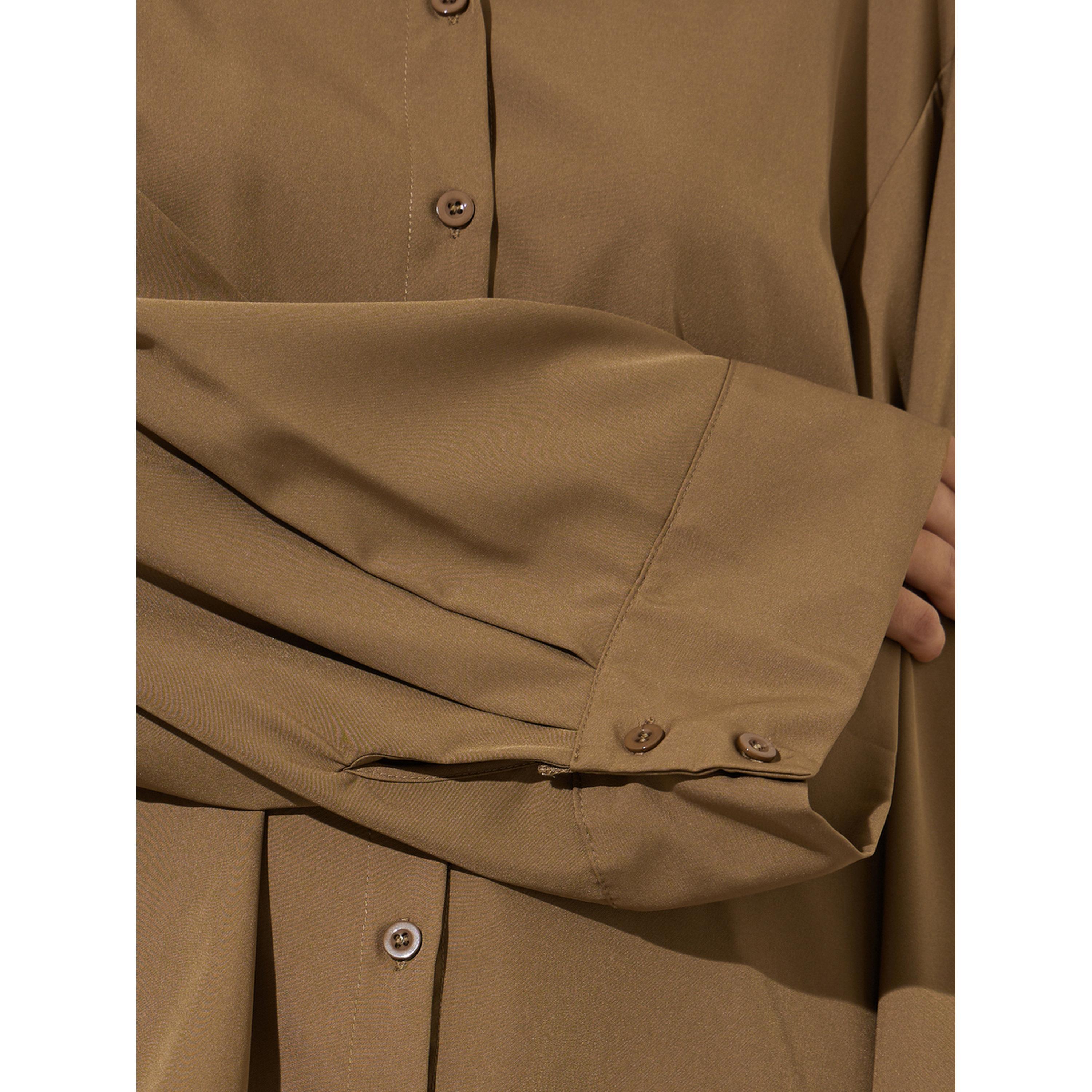Styli Khaki Solid Bell Long Sleeves Oversized Shirt-women-clothing-shirtsandblouses-shirts-image-5