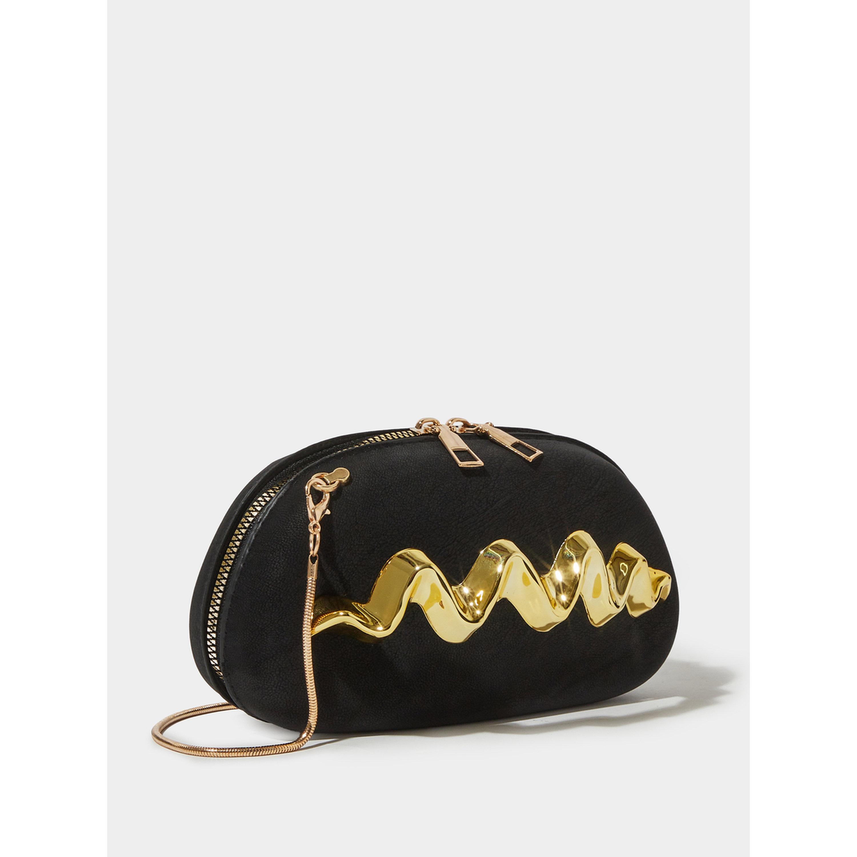 Styli Black Zip-Closure Acrylic Clutch with Gold Tone Accent-women-bagsandwallets-handbags-image-1