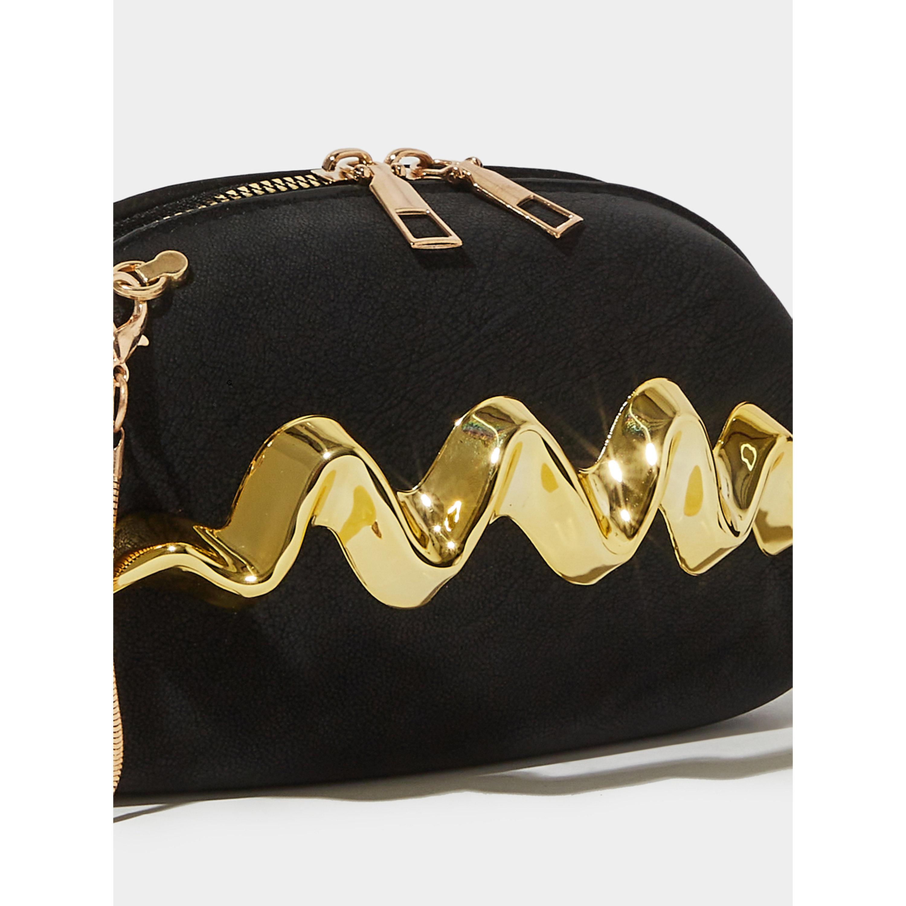 Styli Black Zip-Closure Acrylic Clutch with Gold Tone Accent-women-bagsandwallets-handbags-image-2