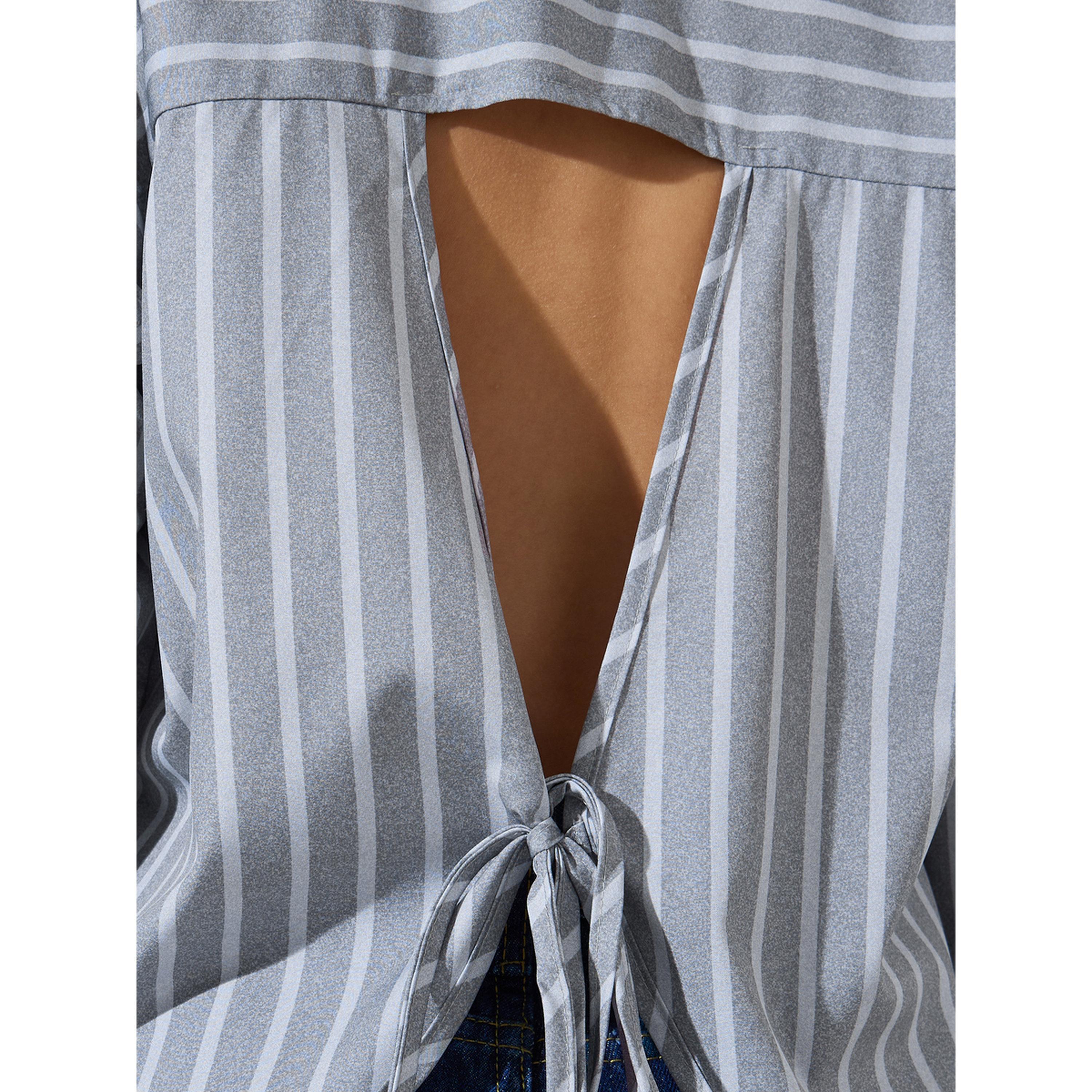 Styli Grey Striped Long Sleeves Back Tie Detail Oversized Shirt-women-clothing-shirtsandblouses-shirts-image-5