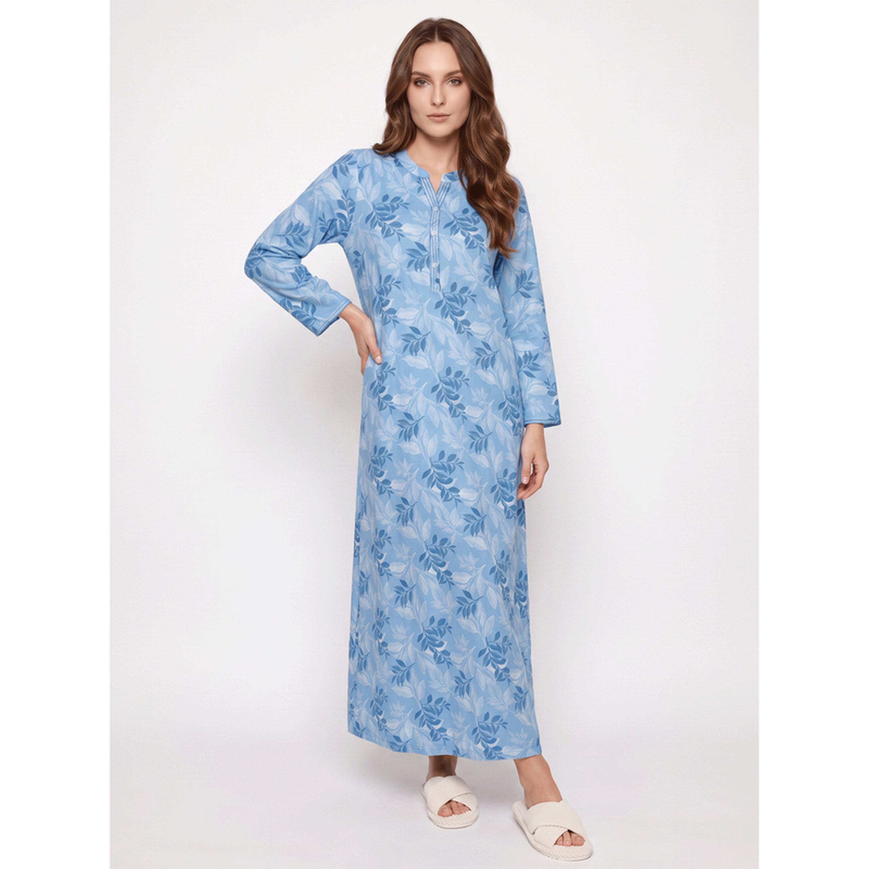 SYVA X Styli Women Blue Floral Nightdress-women-clothing-nightwear-nighties-image-1