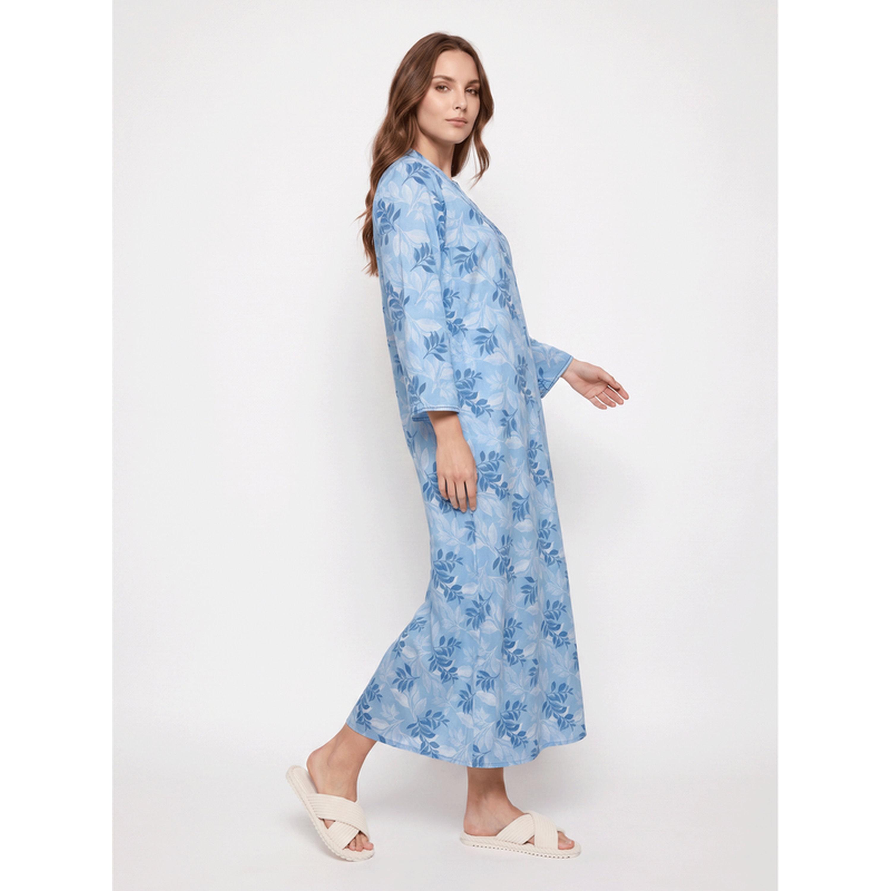 SYVA X Styli Women Blue Floral Nightdress-women-clothing-nightwear-nighties-image-3