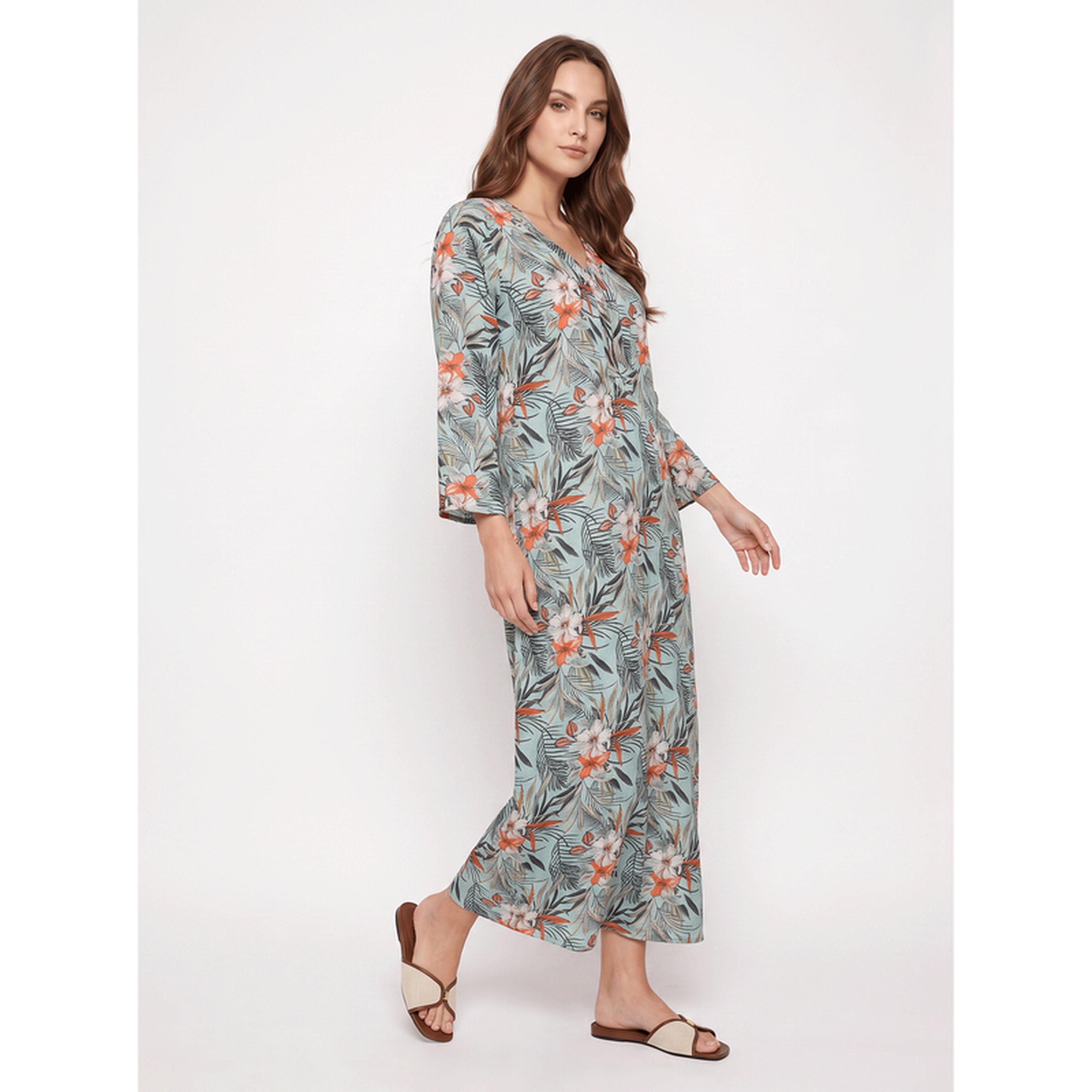 SYVA X Styli Green Tropical Floral Maxi Nightdress-women-clothing-nightwear-nighties-image-3