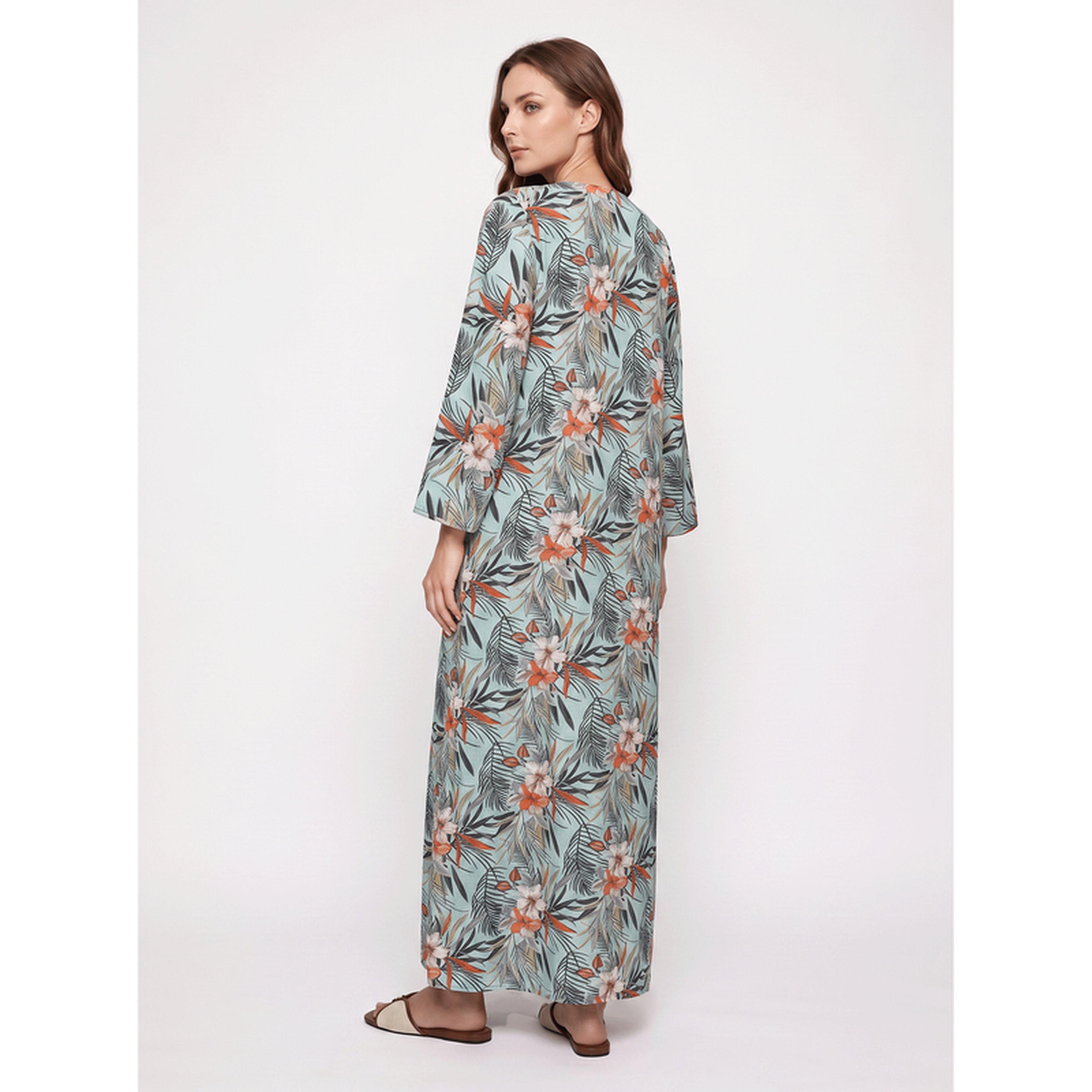 SYVA X Styli Green Tropical Floral Maxi Nightdress-women-clothing-nightwear-nighties-image-4