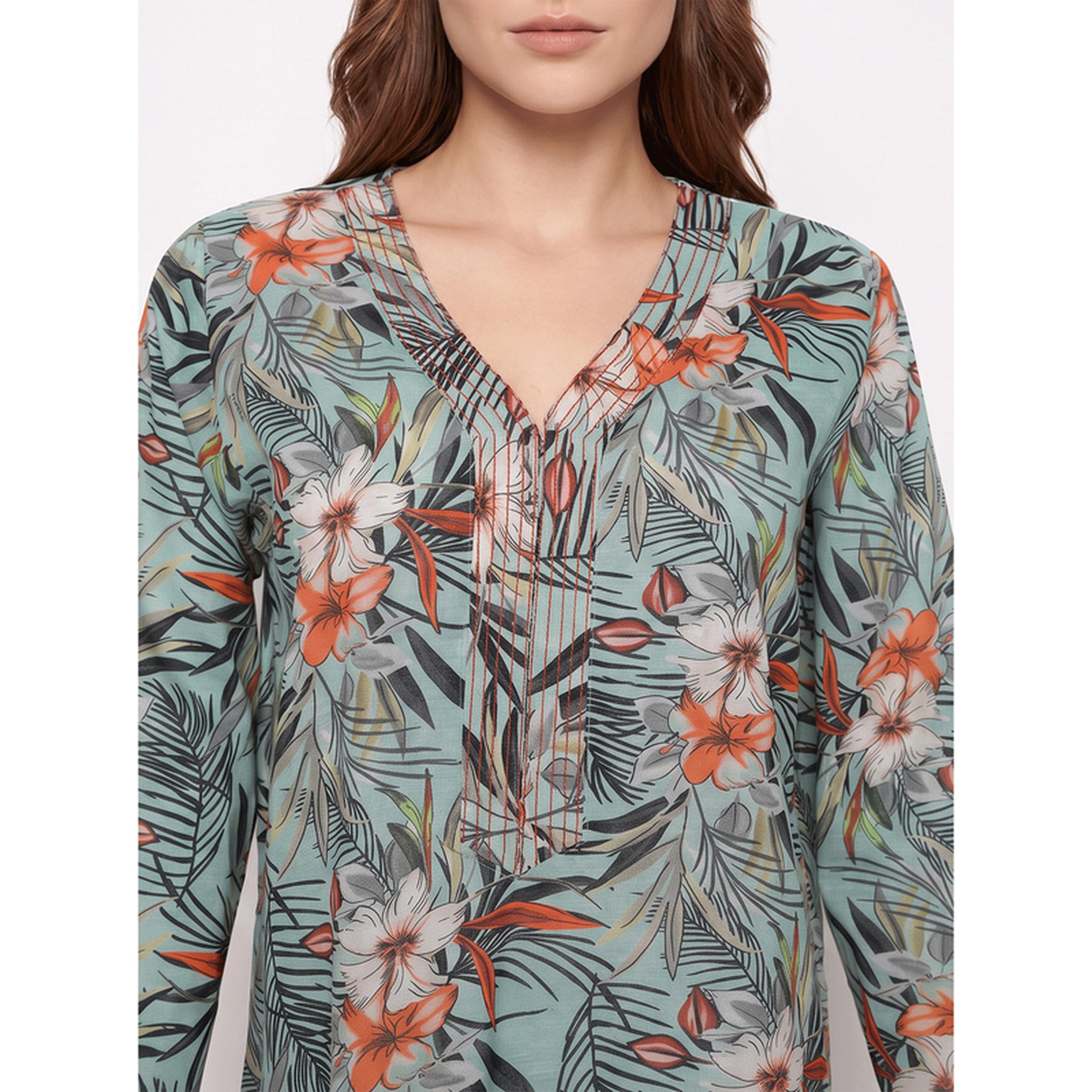 SYVA X Styli Green Tropical Floral Maxi Nightdress-women-clothing-nightwear-nighties-image-5
