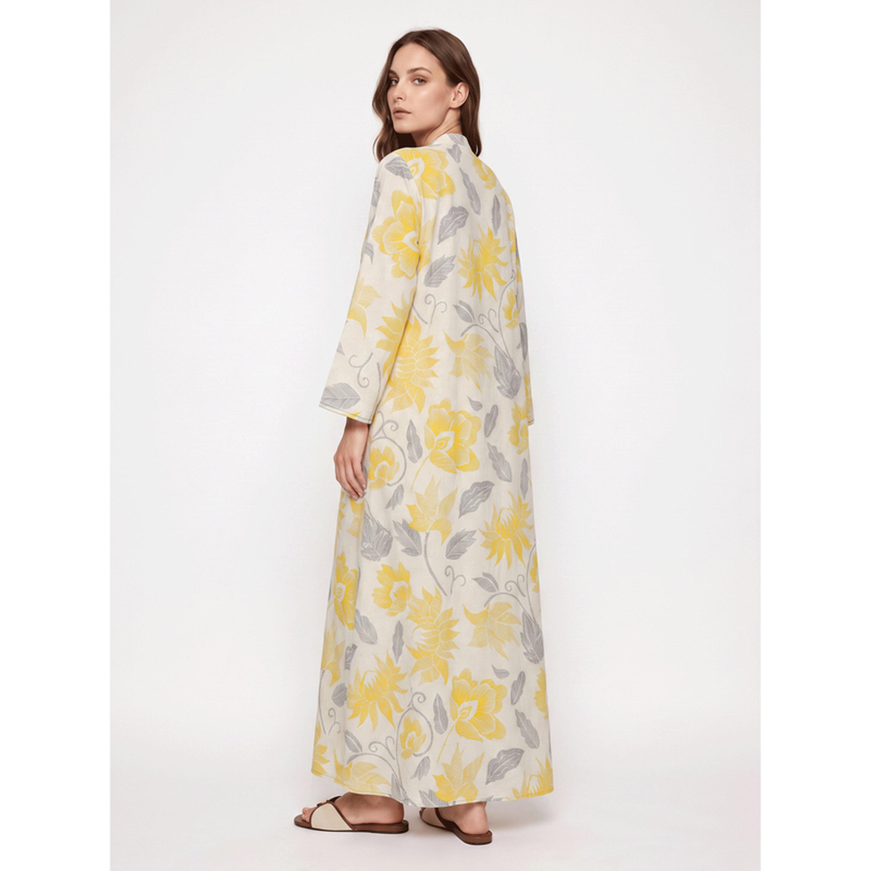 SYVA X Styli Beige Yellow Floral Nightdress-women-clothing-nightwear-nighties-image-4