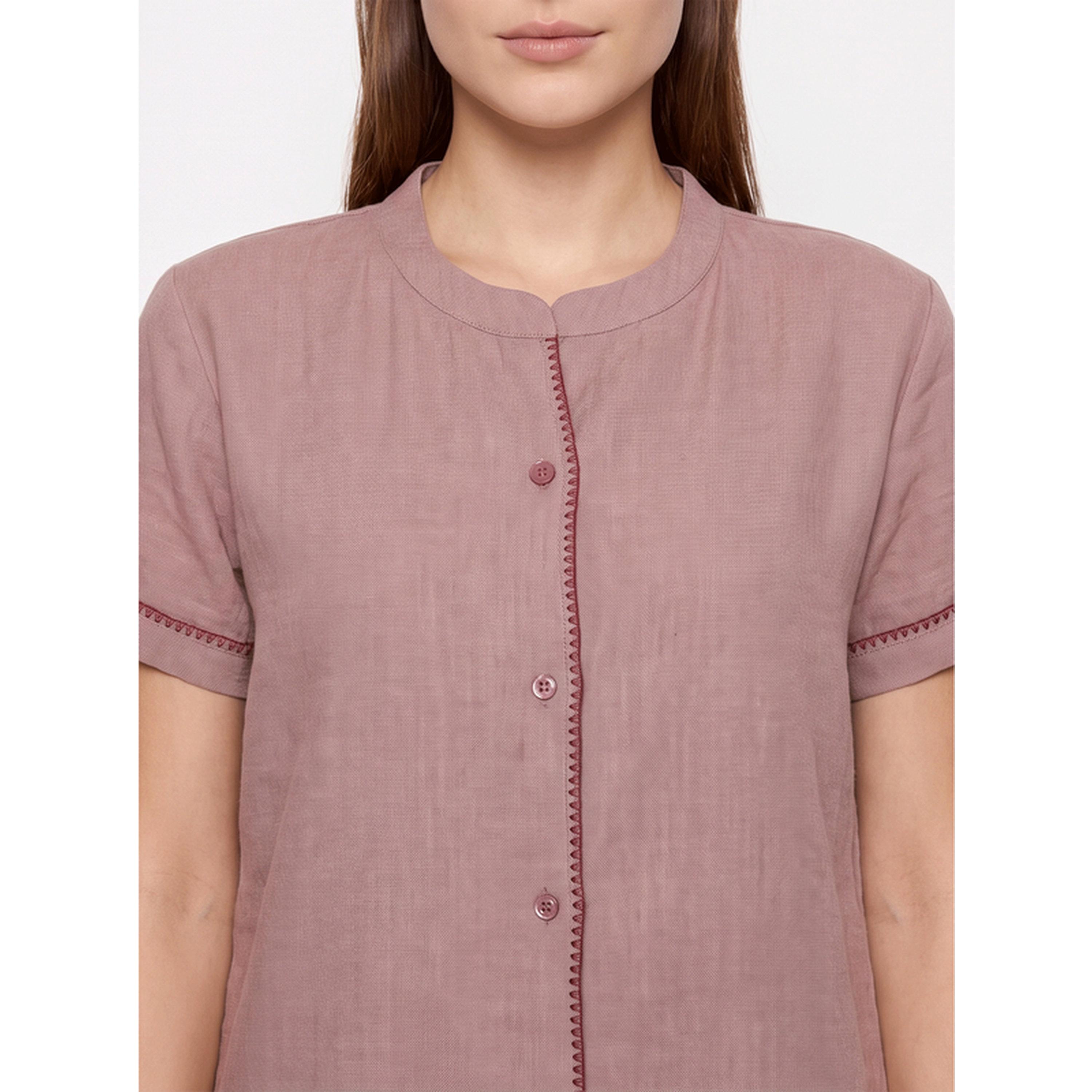 Mish Pink Woven Short Sleeve Pyjama Set-women-clothing-nightwear-pyjamas-longsets-image-6