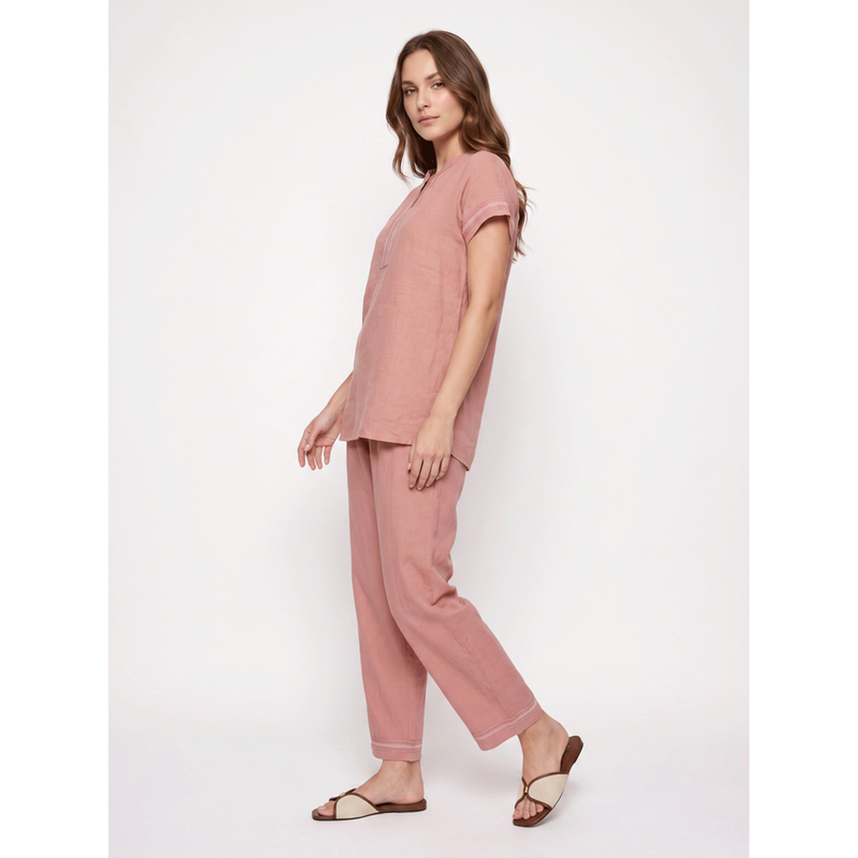 Mish Maroon Short Sleeve Pyjama Set-women-clothing-nightwear-pyjamas-longsets-image-2