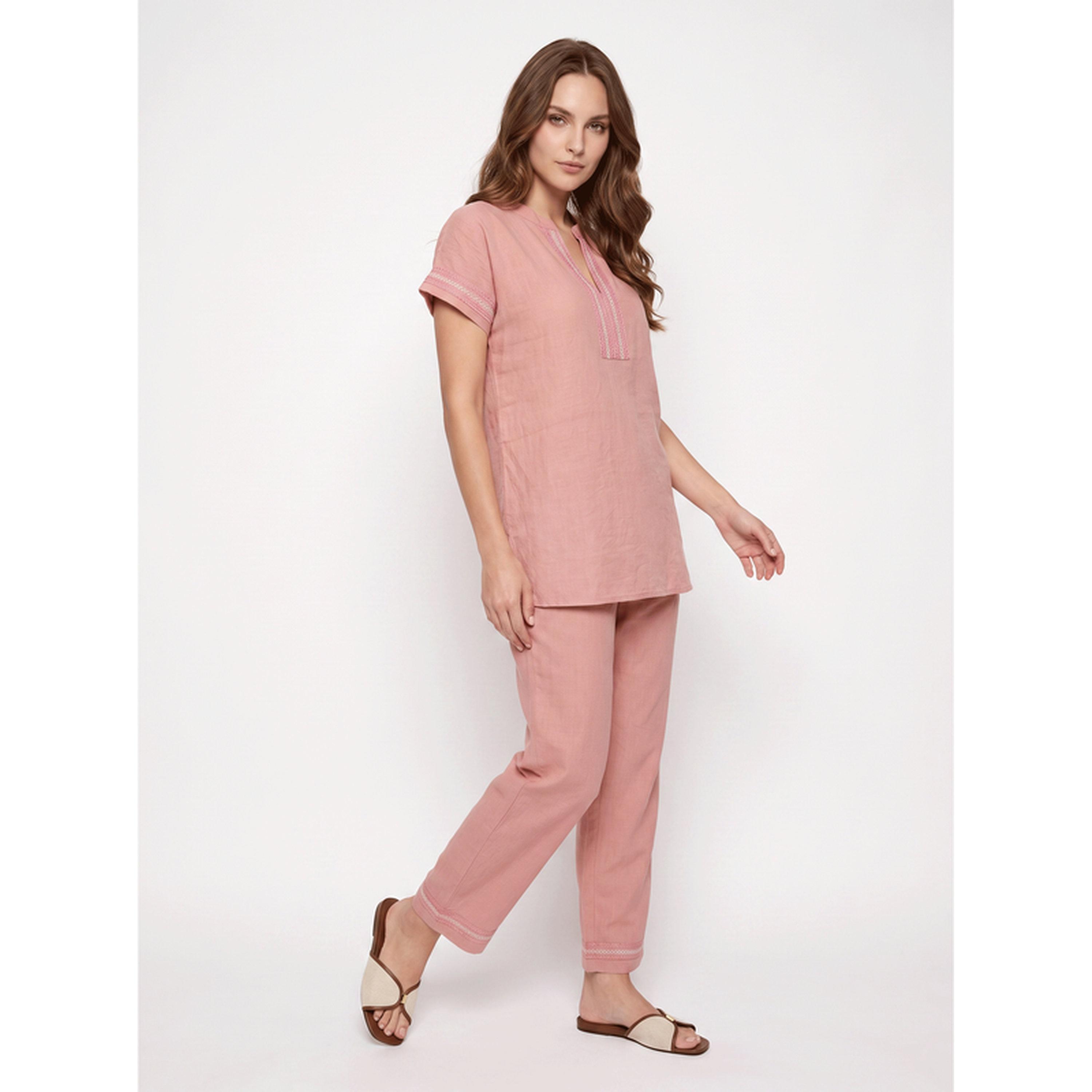 ميش - بيجاما قصير الأكمام بلون خمري-women-clothing-nightwear-pyjamas-longsets-image-3