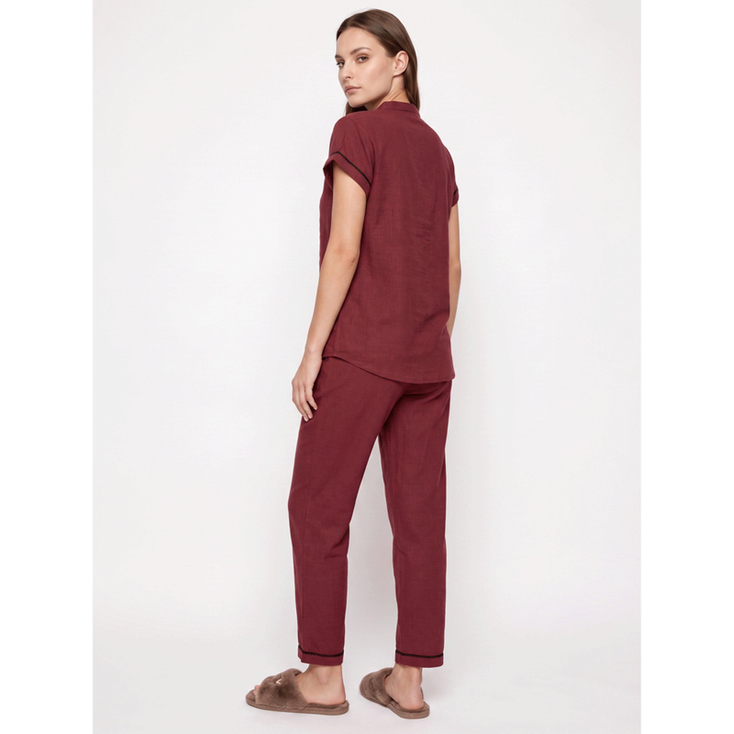 Mish Short Sleeve Solid Peach Pyjama Set-women-clothing-nightwear-pyjamas-longsets-image-4