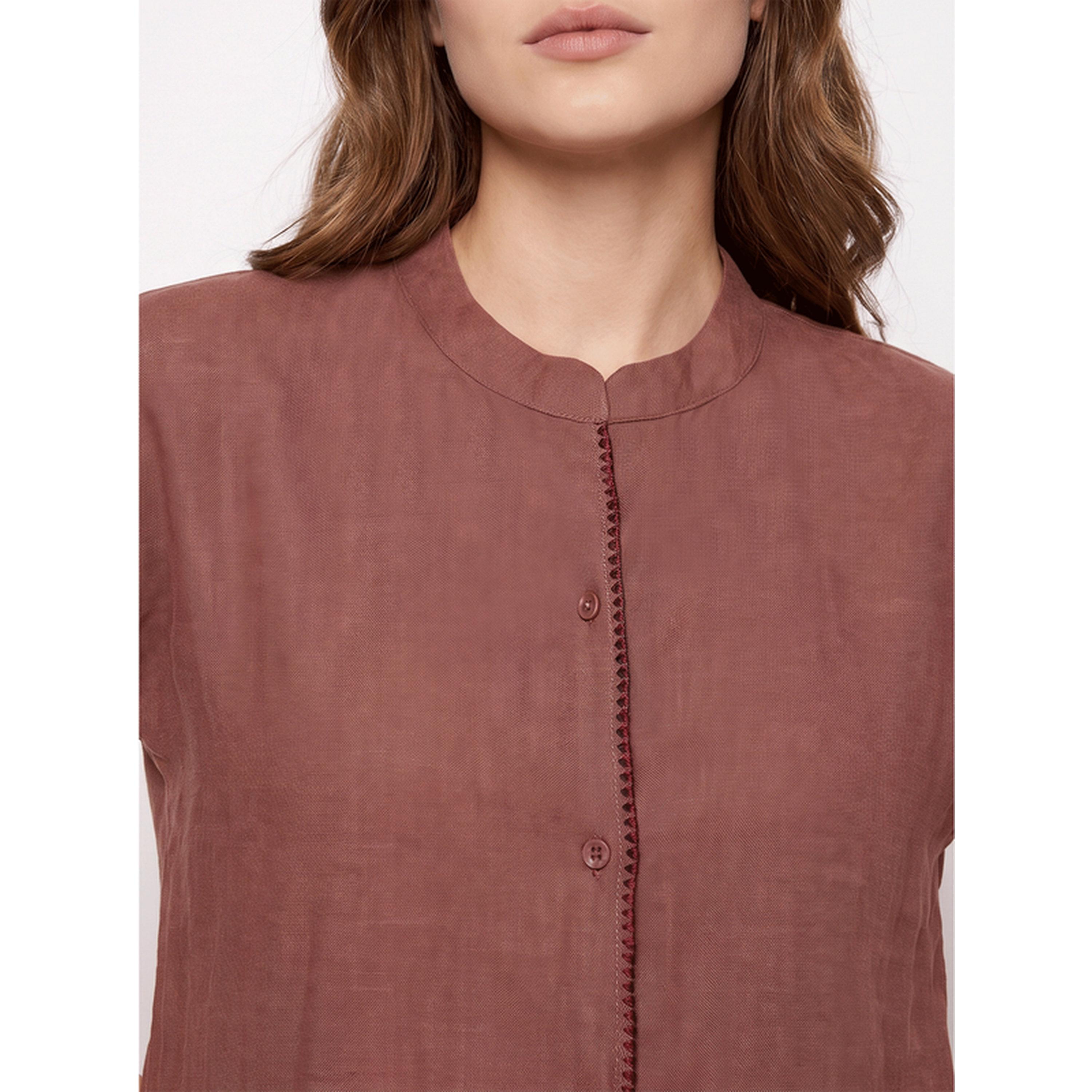 ميش - بيجاما بأكمام قصيرة بلون الصدأ-women-clothing-nightwear-pyjamas-longsets-image-6