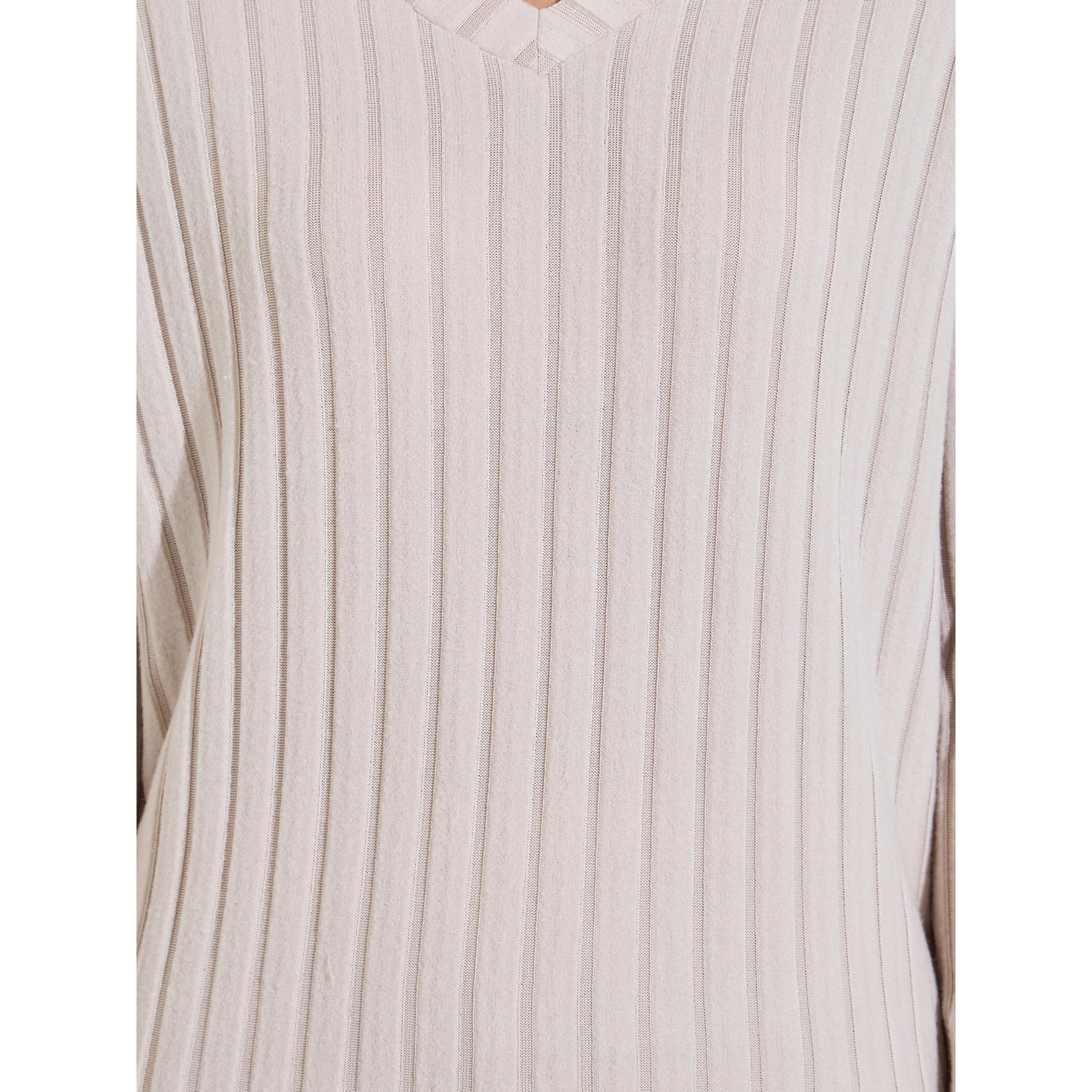 طقم بيجاما من بنطال بأرجل مستقيمة وتيشيرت محبوك بتفاصيل مضلعة بيج-women-clothing-nightwear-pyjamas-longsets-image-6