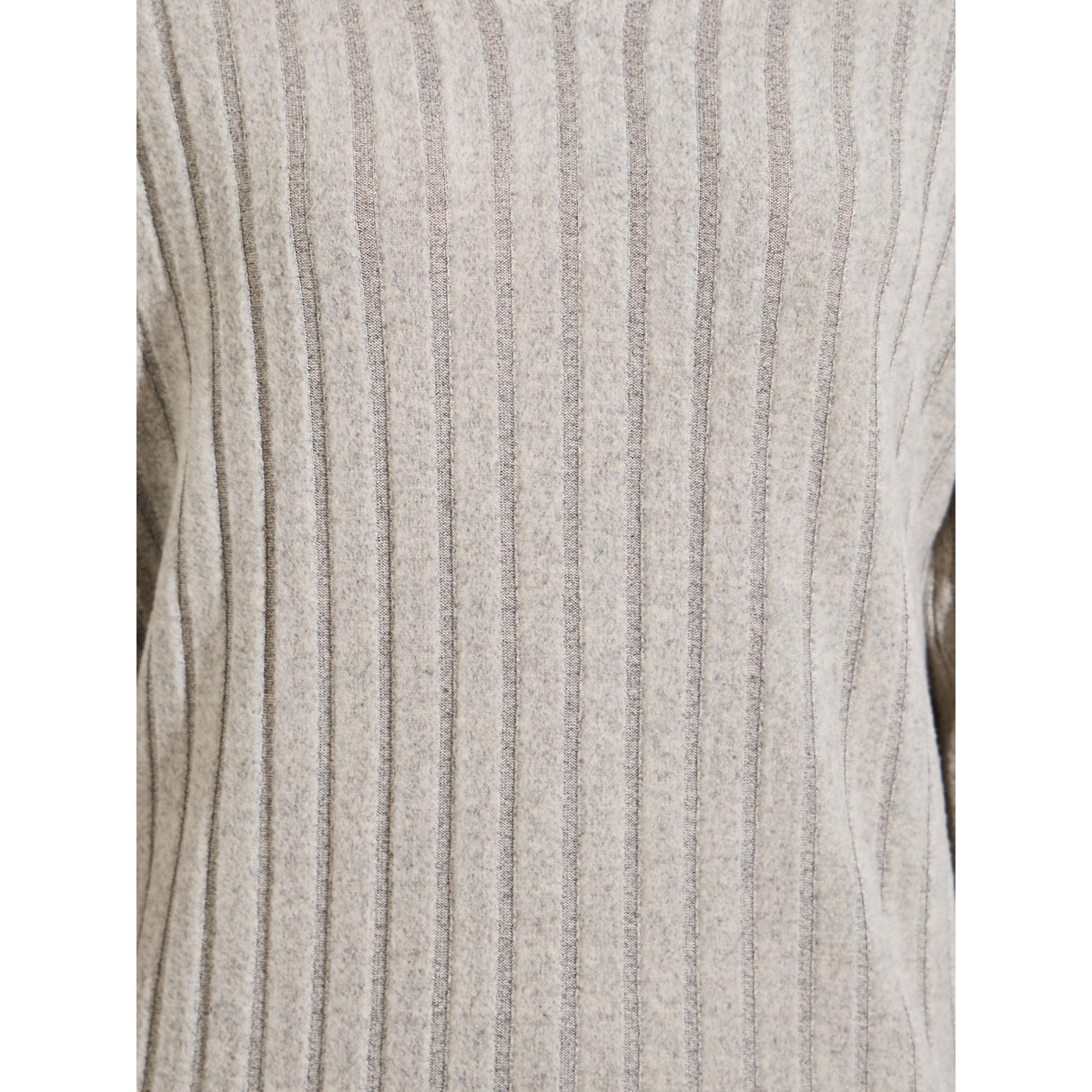 طقم بيجاما من بنطال بأرجل مستقيمة وتيشيرت محبوك بتفاصيل مضلعة بني-women-clothing-nightwear-pyjamas-longsets-image-5