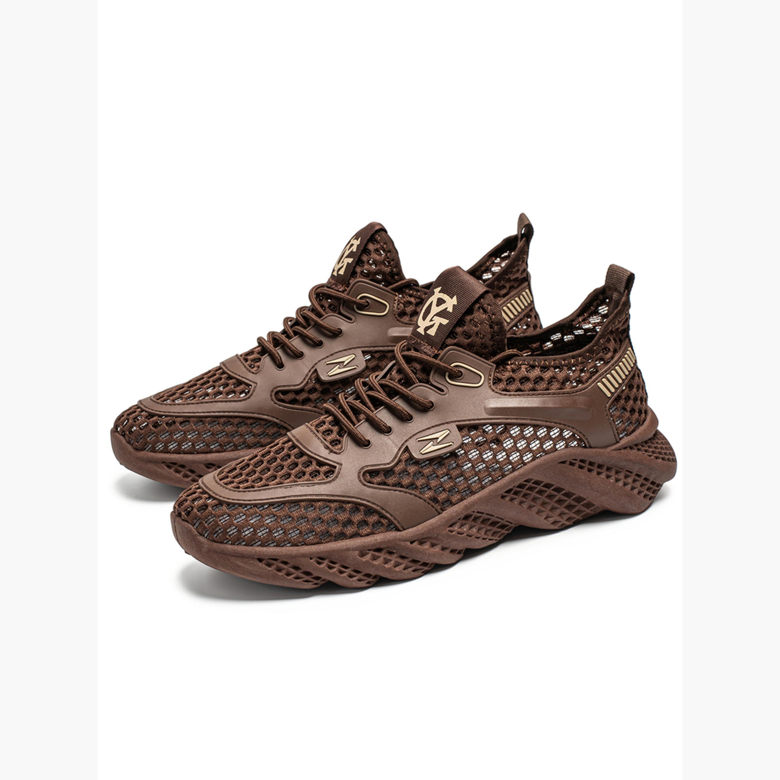 Take Two Mens Brown Mesh Sporty Sneakers-men-shoes-sneakers-image-1
