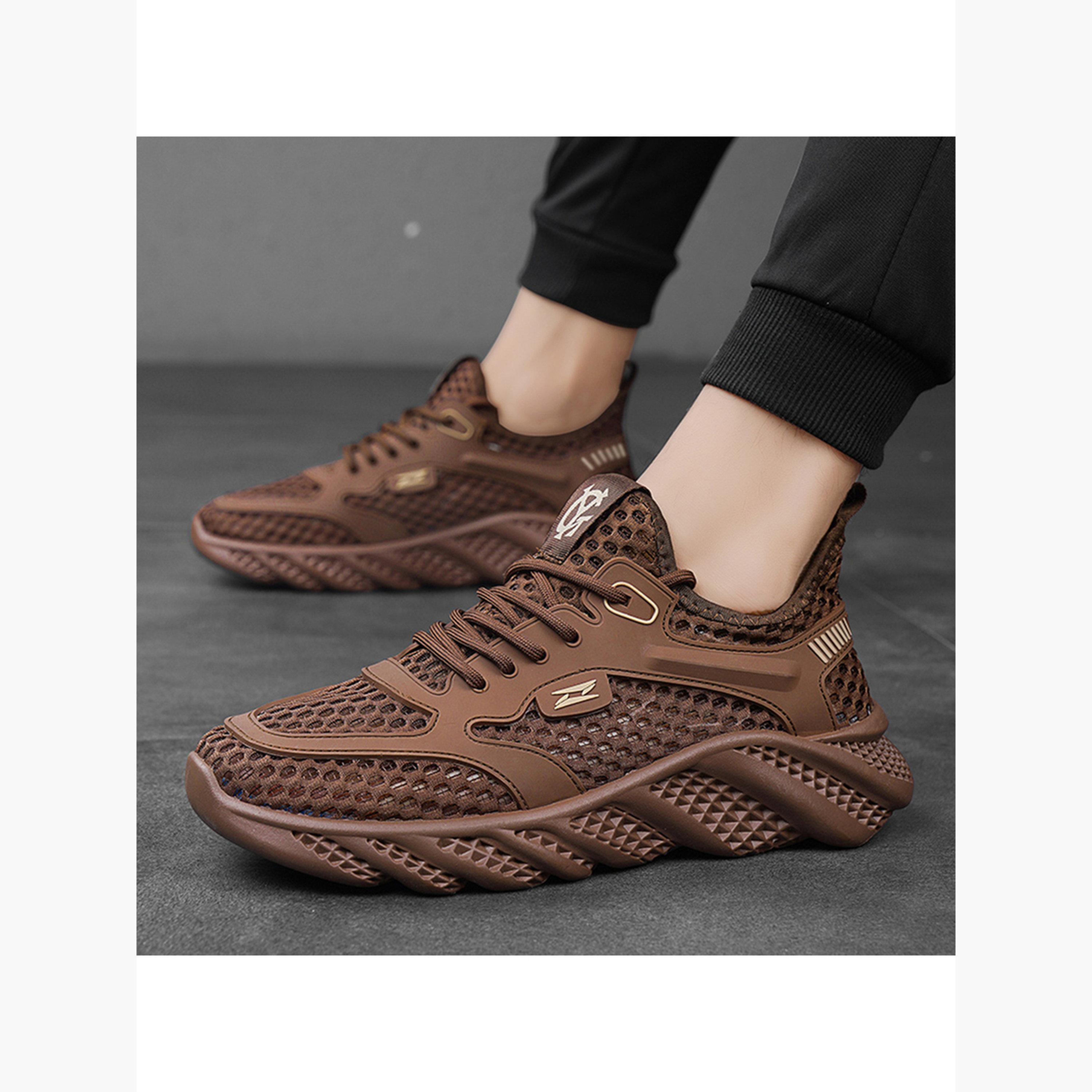 Take Two Mens Brown Mesh Sporty Sneakers-men-shoes-sneakers-image-2