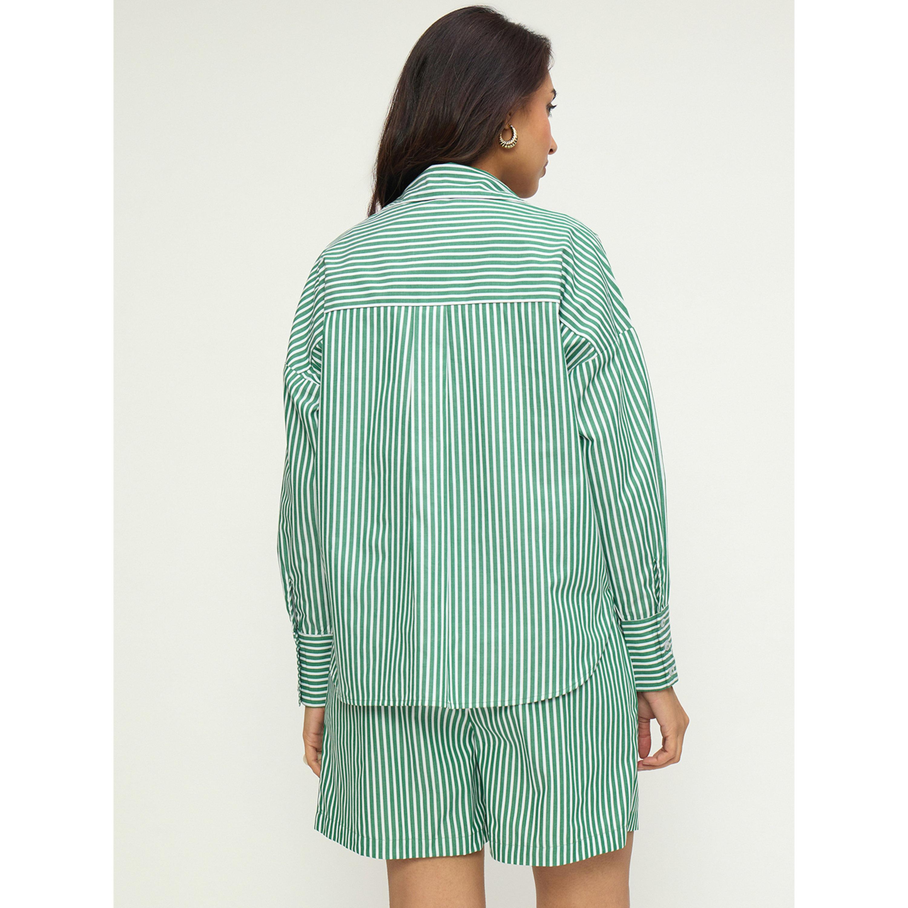 Femmella X Styli Green Stripe Shirt Co-Ord Set-women-clothing-coordsets-image-4