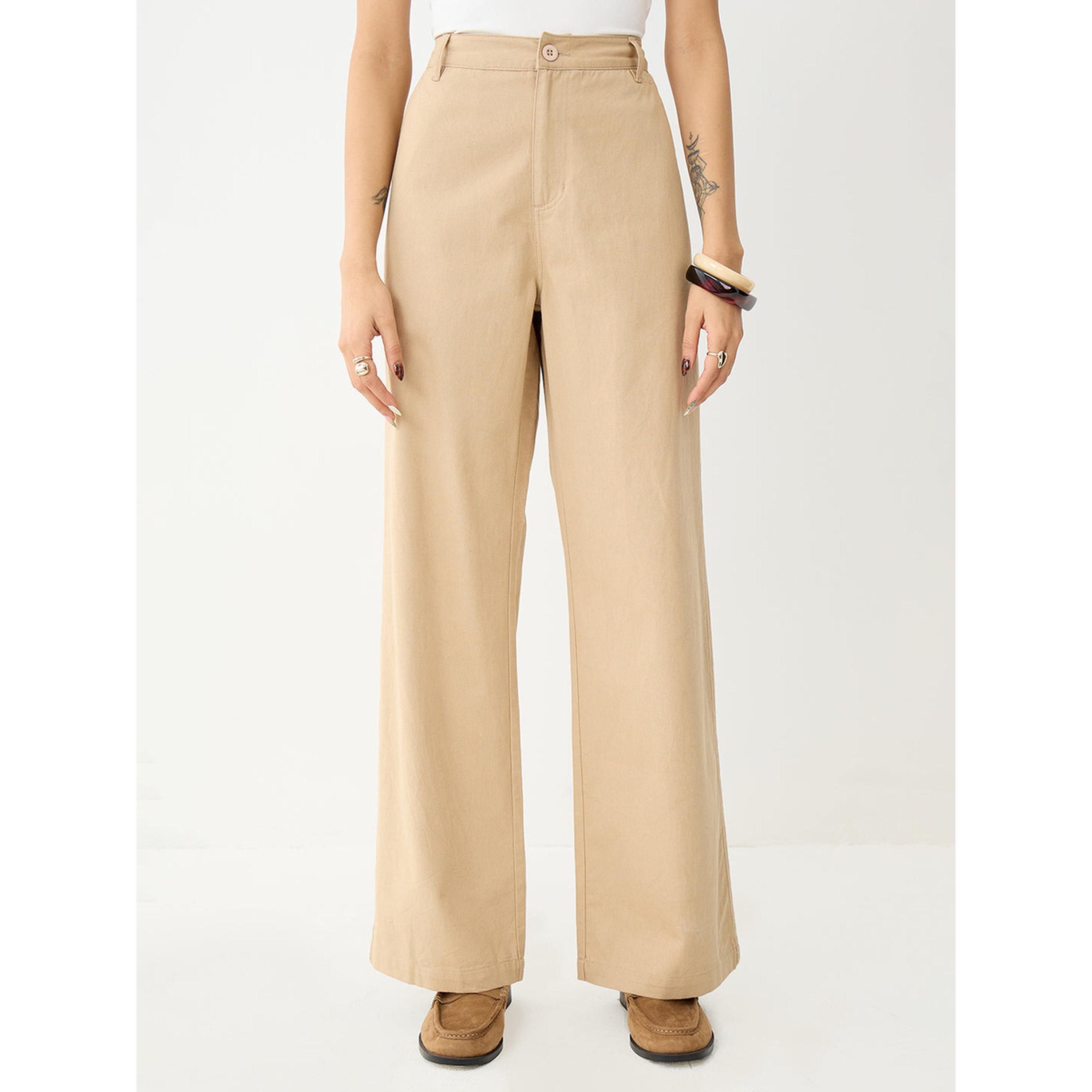 Femmella X Styli Beige Wide-Leg Trousers-women-clothing-joggers-image-1