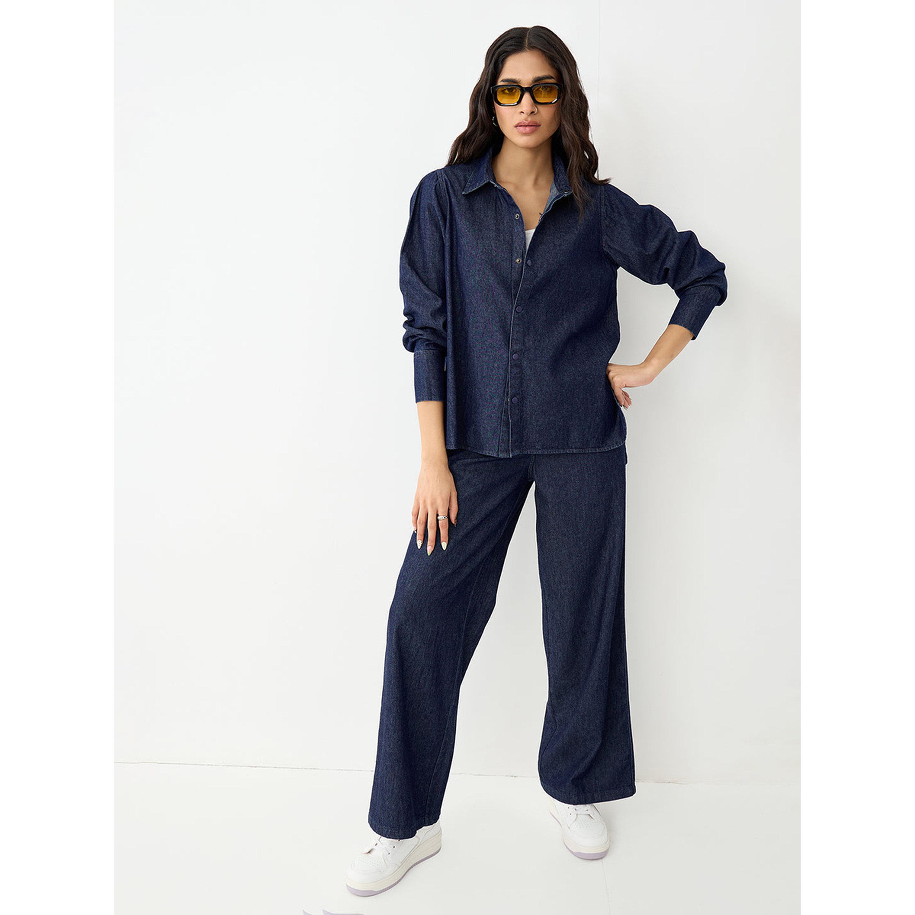 فيميلا × ستايلي - بنطال جينز أزرق داكن متوسط ​​الارتفاع بقصة مستقيمة-women-clothing-jeans-image-2
