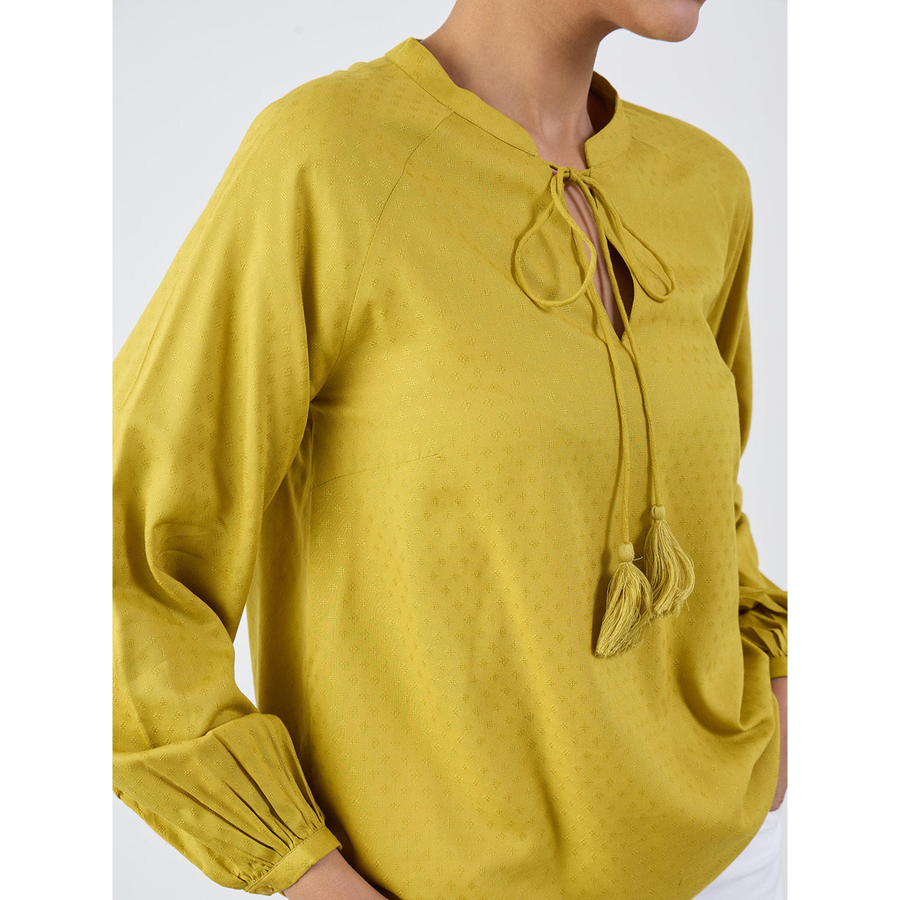 فيميلا × ستايلي - بلوزة طويلة الأكمام بلون الخردل رباط عند الرقبة-women-clothing-shirtsandblouses-blouses-image-5