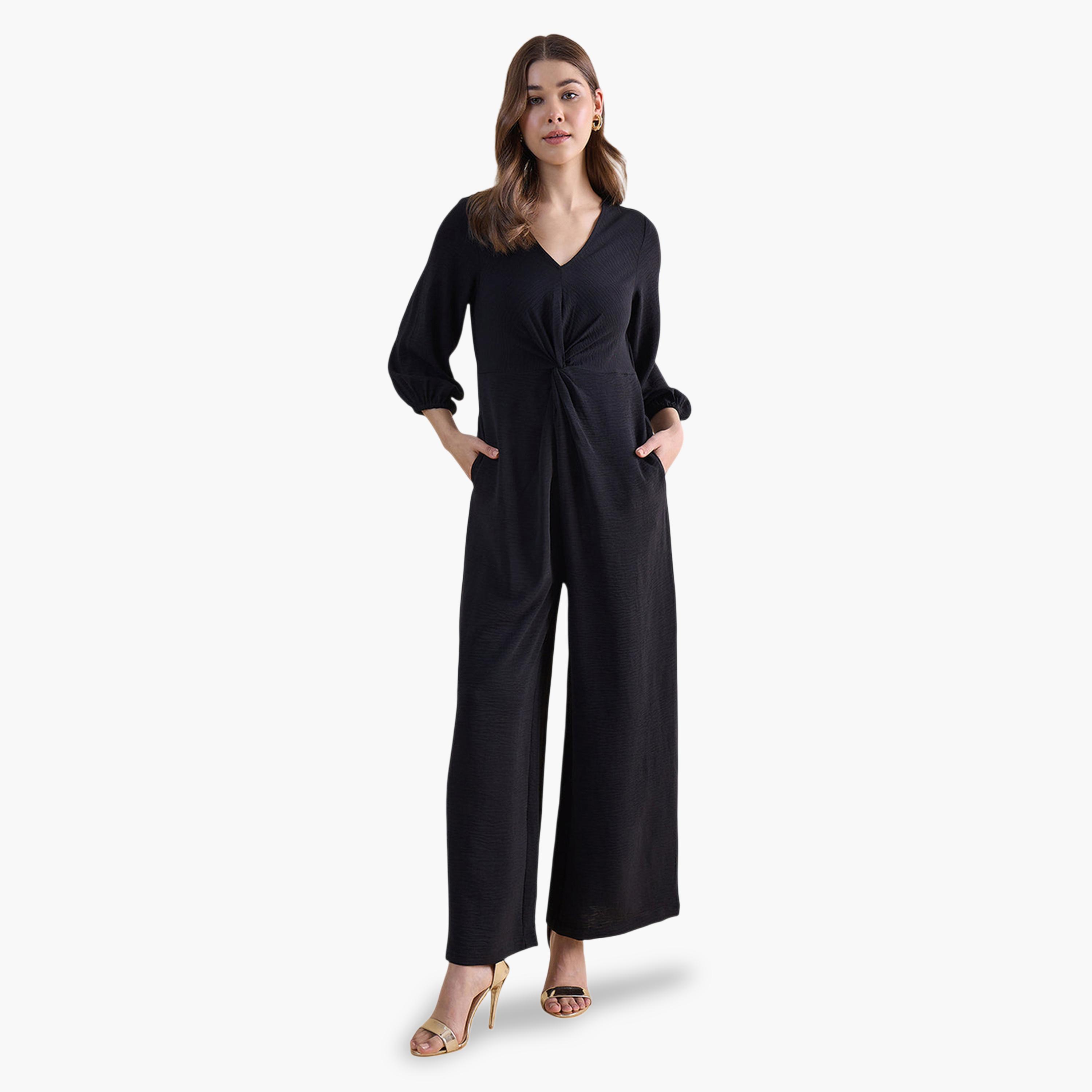جمبسوت بتفاصيل ملتوية أسود-women-clothing-jumpsuits-image-1