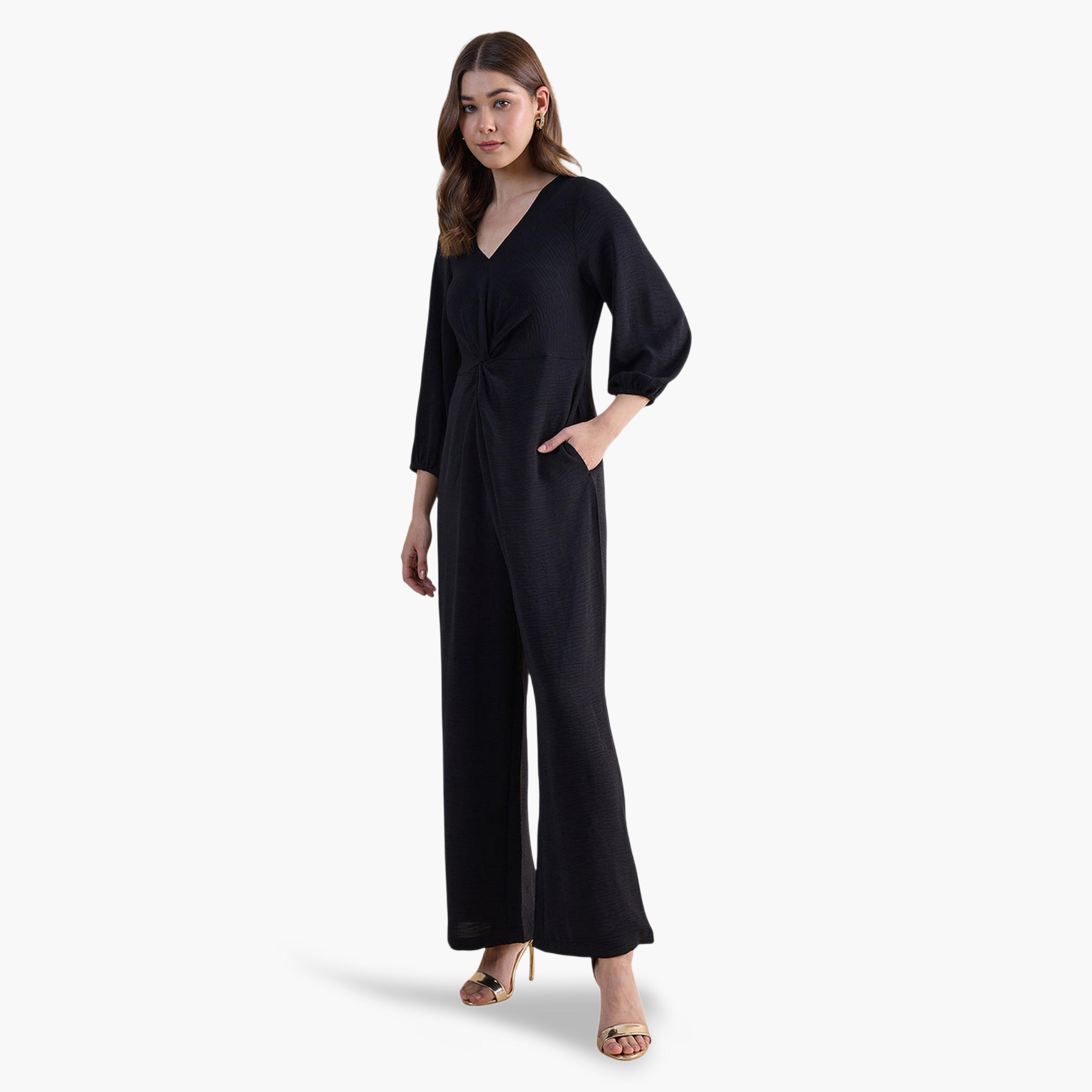 جمبسوت بتفاصيل ملتوية أسود-women-clothing-jumpsuits-image-2
