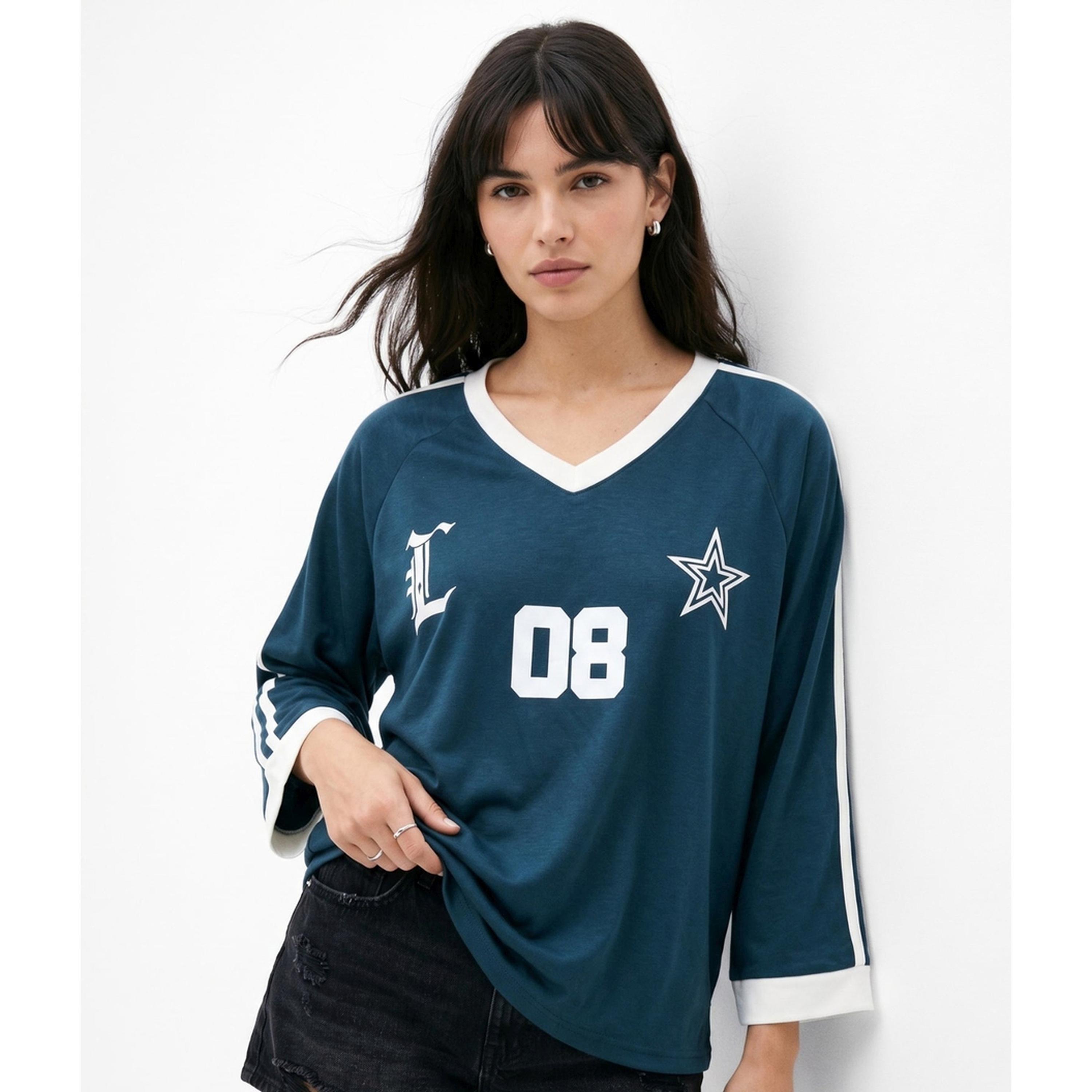 ?????? ??????? ?????? 3/4 ????? ?????? ???? ???? ????????-women-clothing-tshirts-image-1