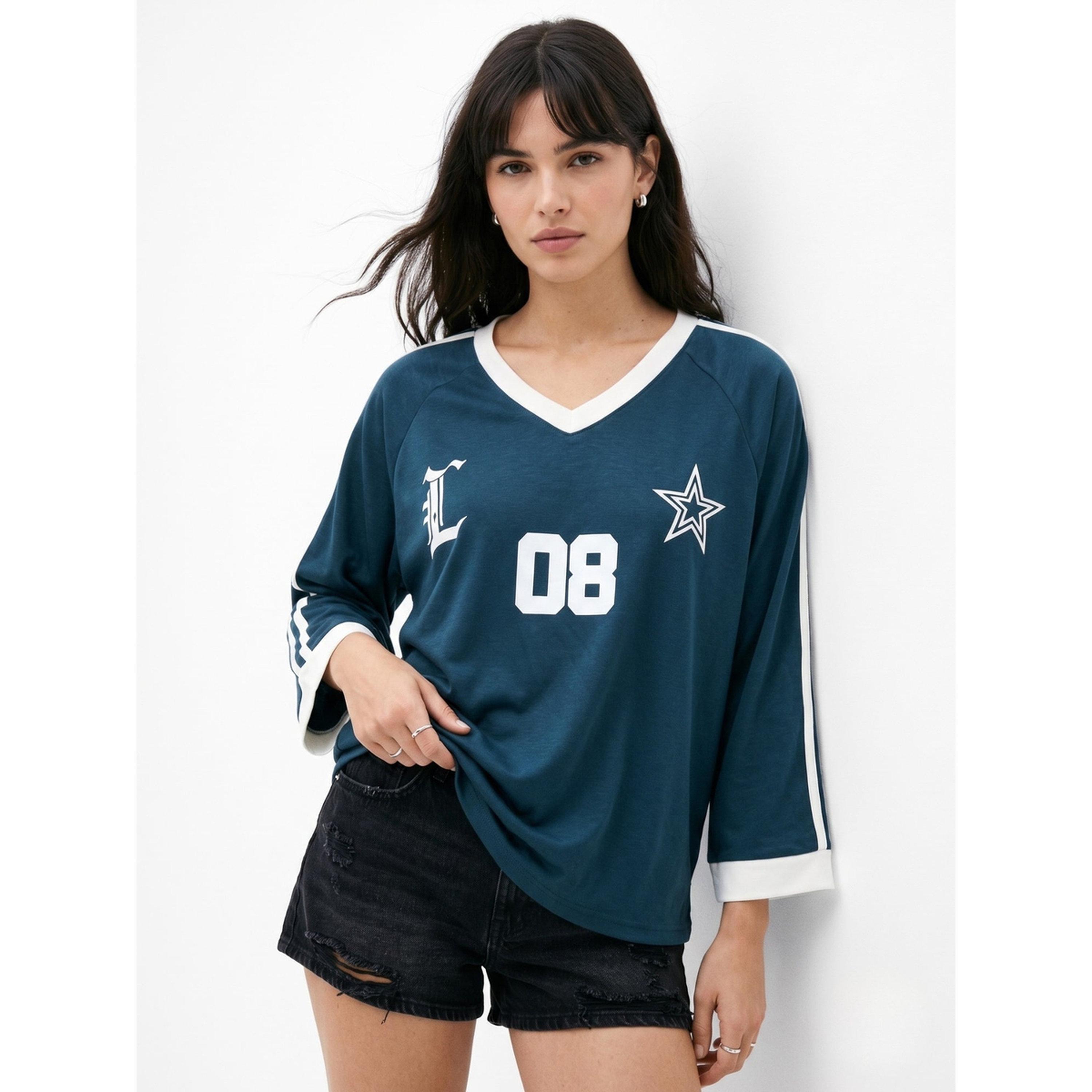 ?????? ??????? ?????? 3/4 ????? ?????? ???? ???? ????????-women-clothing-tshirts-image-2