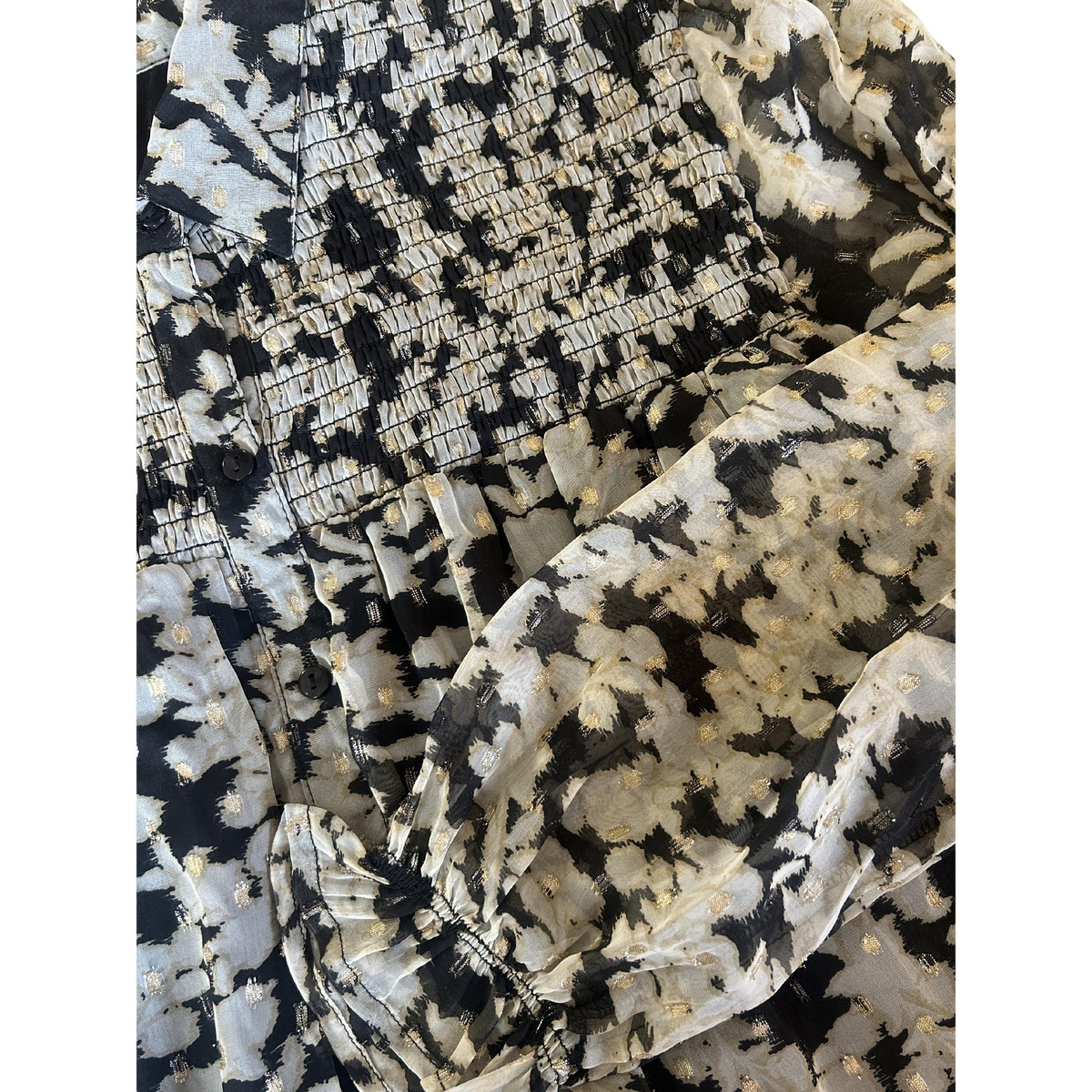 Outzidr X Styli Black Floral Smocked Long Sleeve Shirt-women-clothing-shirtsandblouses-shirts-image-5