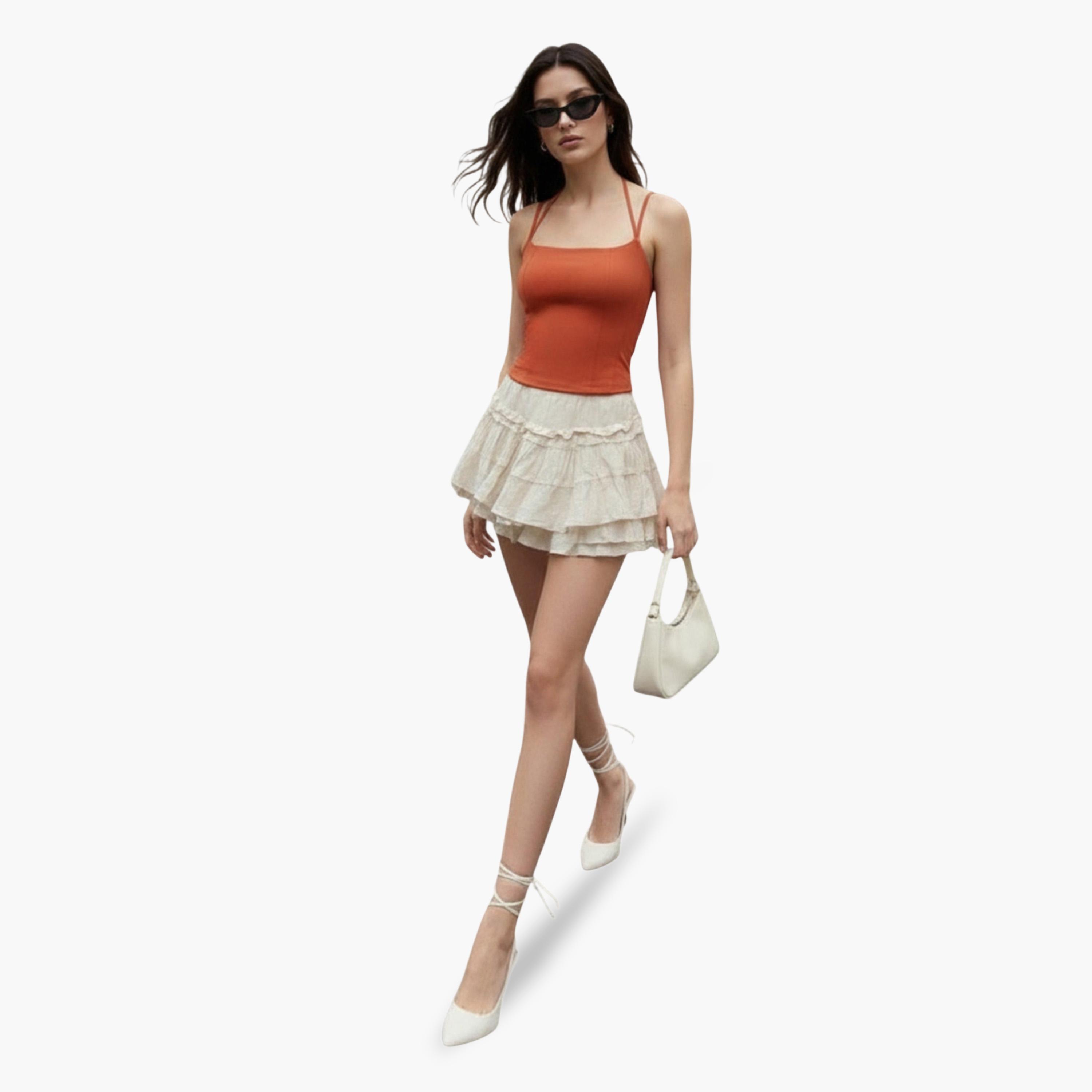 Outzidr X Styli Terracotta Halter Neck Cami Top-women-clothing-shirtsandblouses-blouses-image-2
