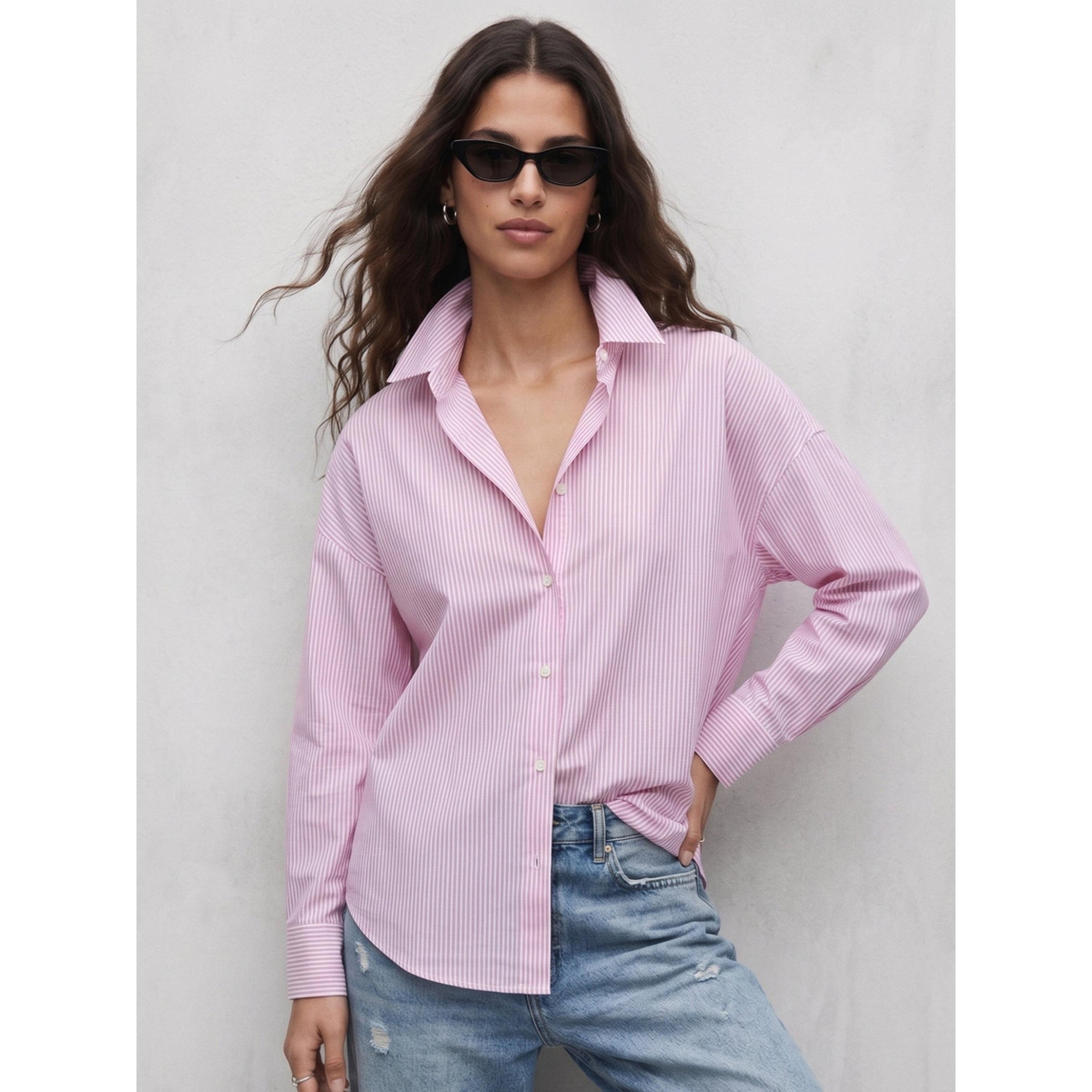 Outzidr X Styli Pink Striped Long Sleeve Shirt-women-clothing-shirtsandblouses-shirts-image-3