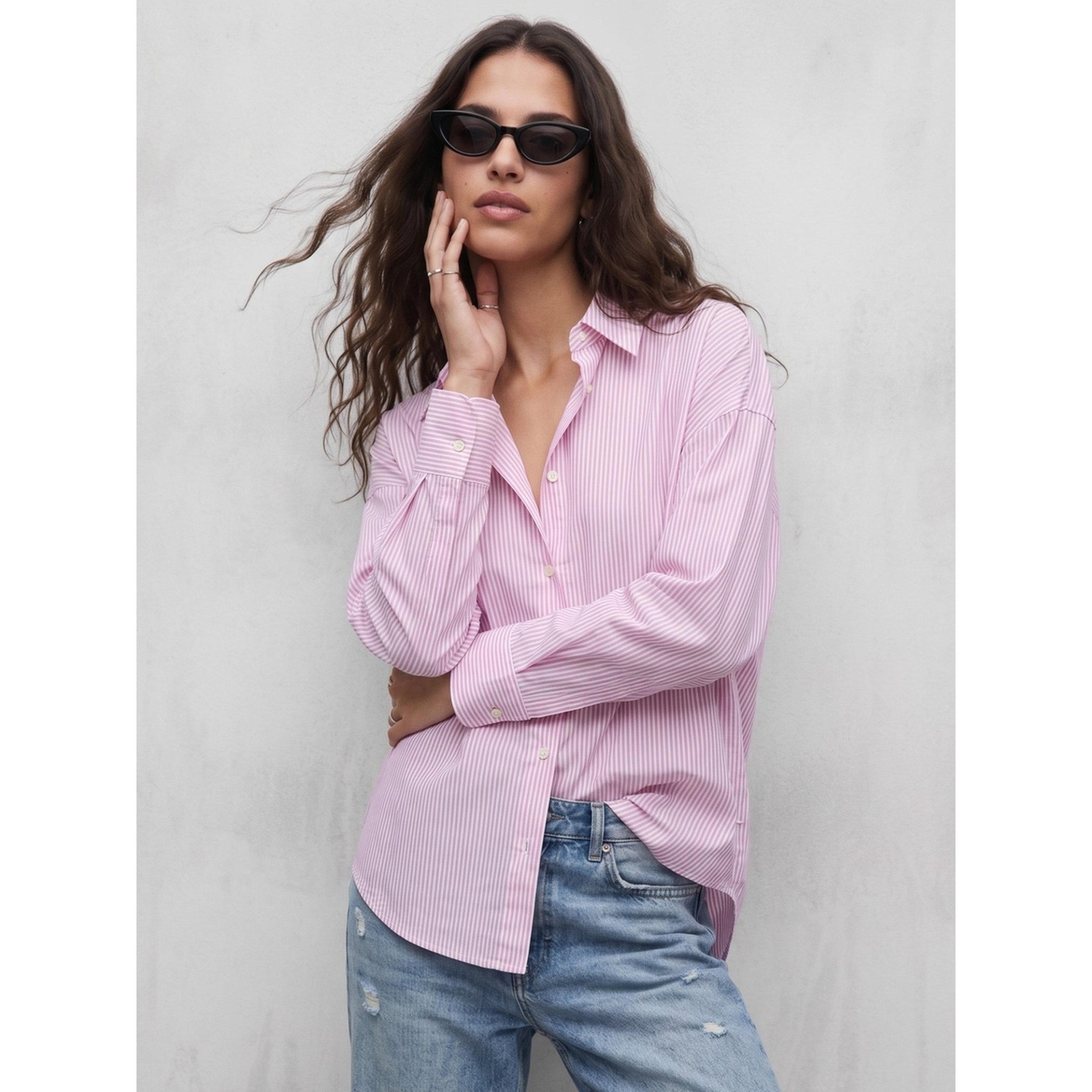 Outzidr X Styli Pink Striped Long Sleeve Shirt-women-clothing-shirtsandblouses-shirts-image-4