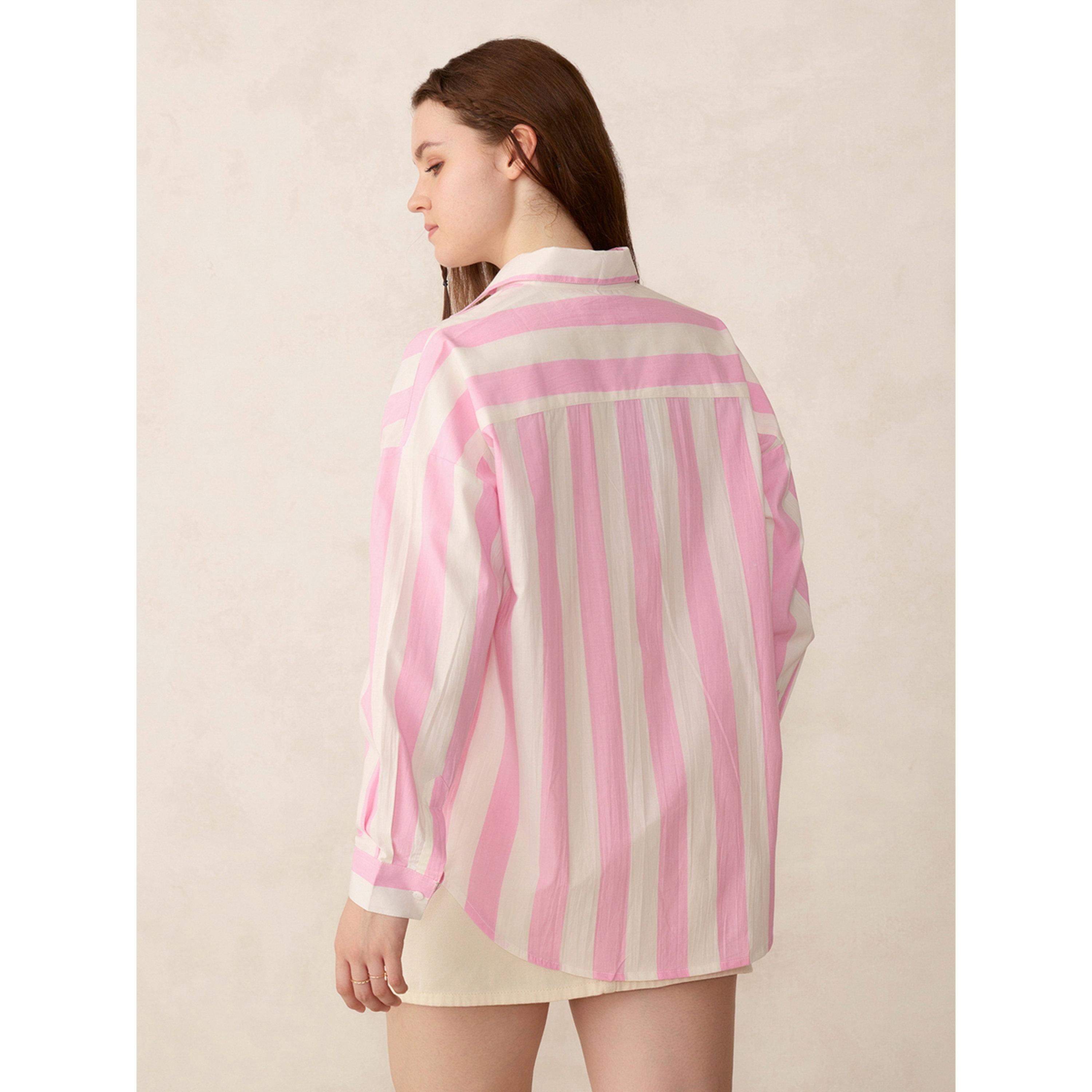 Outzidr X Styli Pink Striped Oversized Shirt-women-clothing-shirtsandblouses-shirts-image-3
