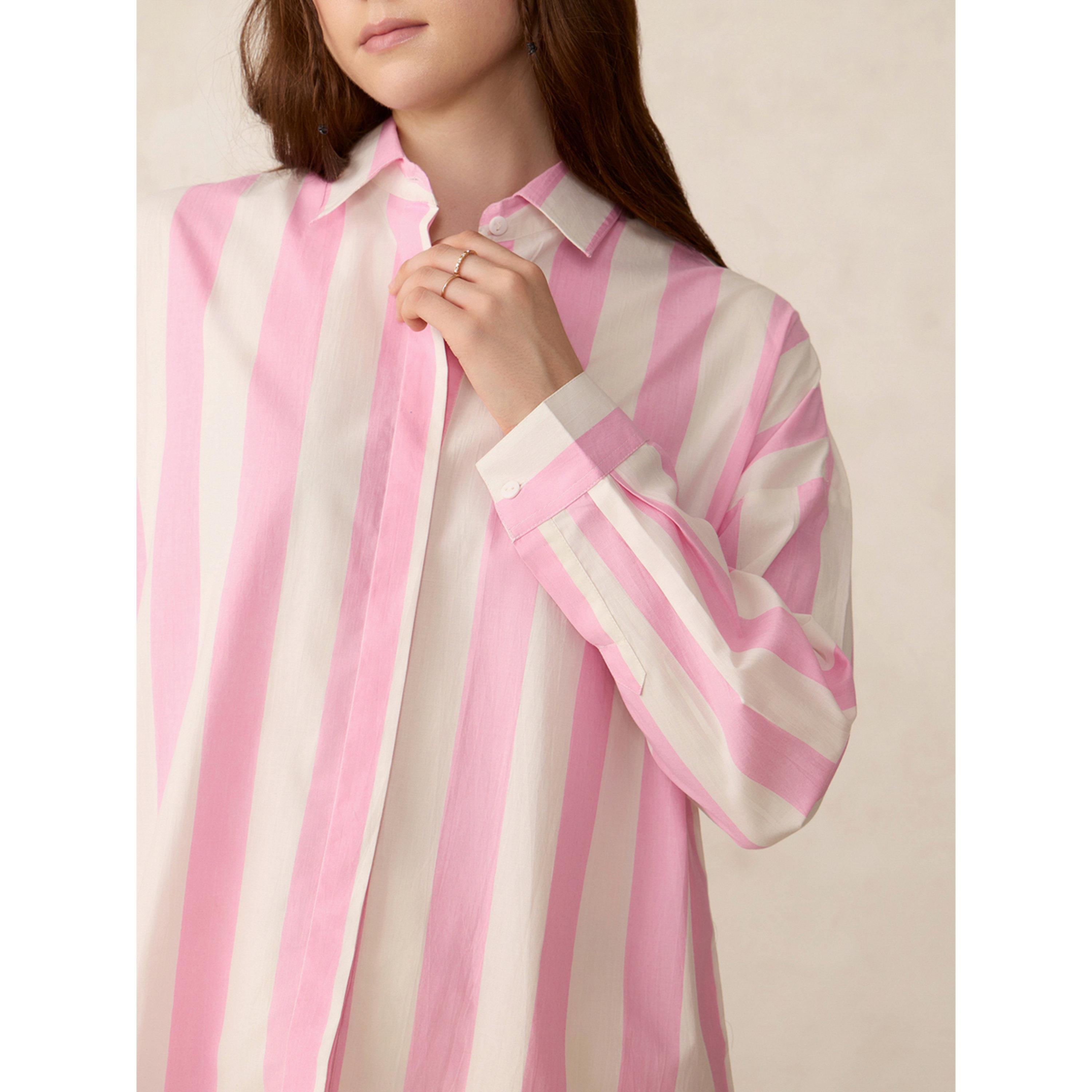 Outzidr X Styli Pink Striped Oversized Shirt-women-clothing-shirtsandblouses-shirts-image-6