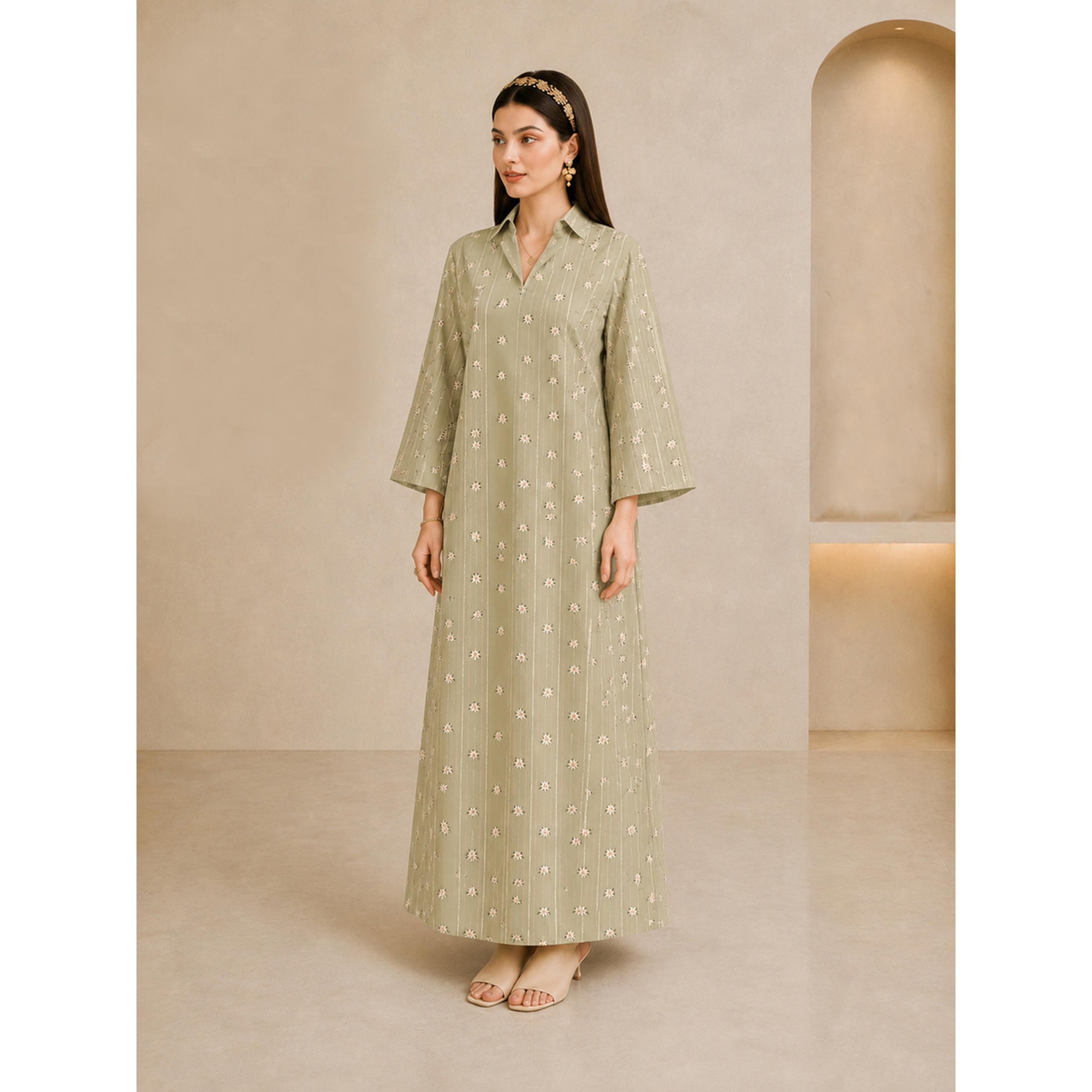 Take Two Green Embroidered Maxi Jalabiya-women-arabicclothing-jalabiyas-image-4