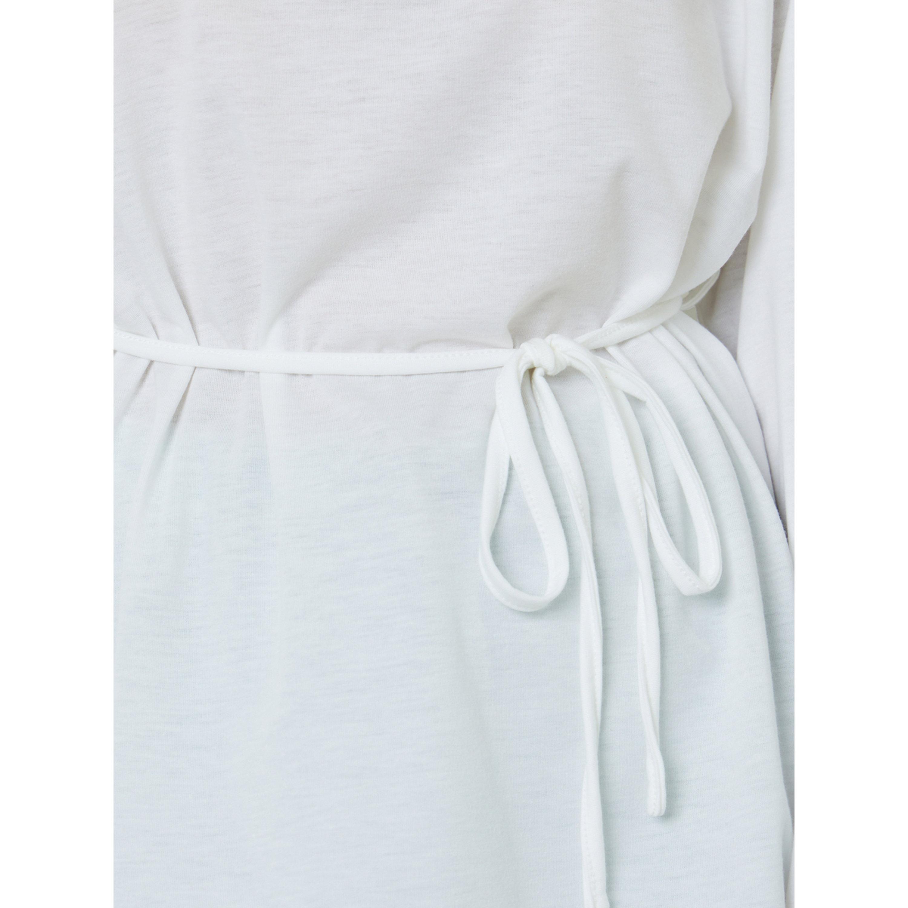 Styli White Solid Tie-Up Waist Long Sleeves Regular Fit T-Shirt-women-clothing-shirtsandblouses-blouses-image-5