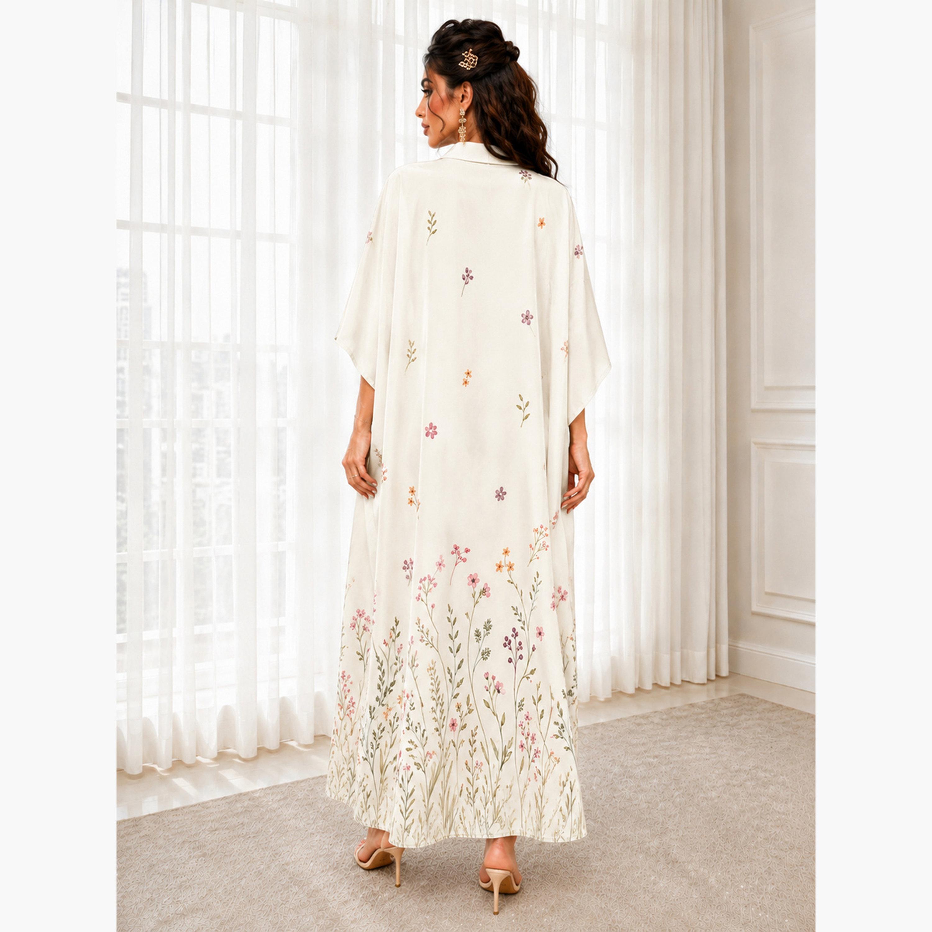 Take Two Beige Floral Maxi Kaftan-women-arabicclothing-kaftan-image-5
