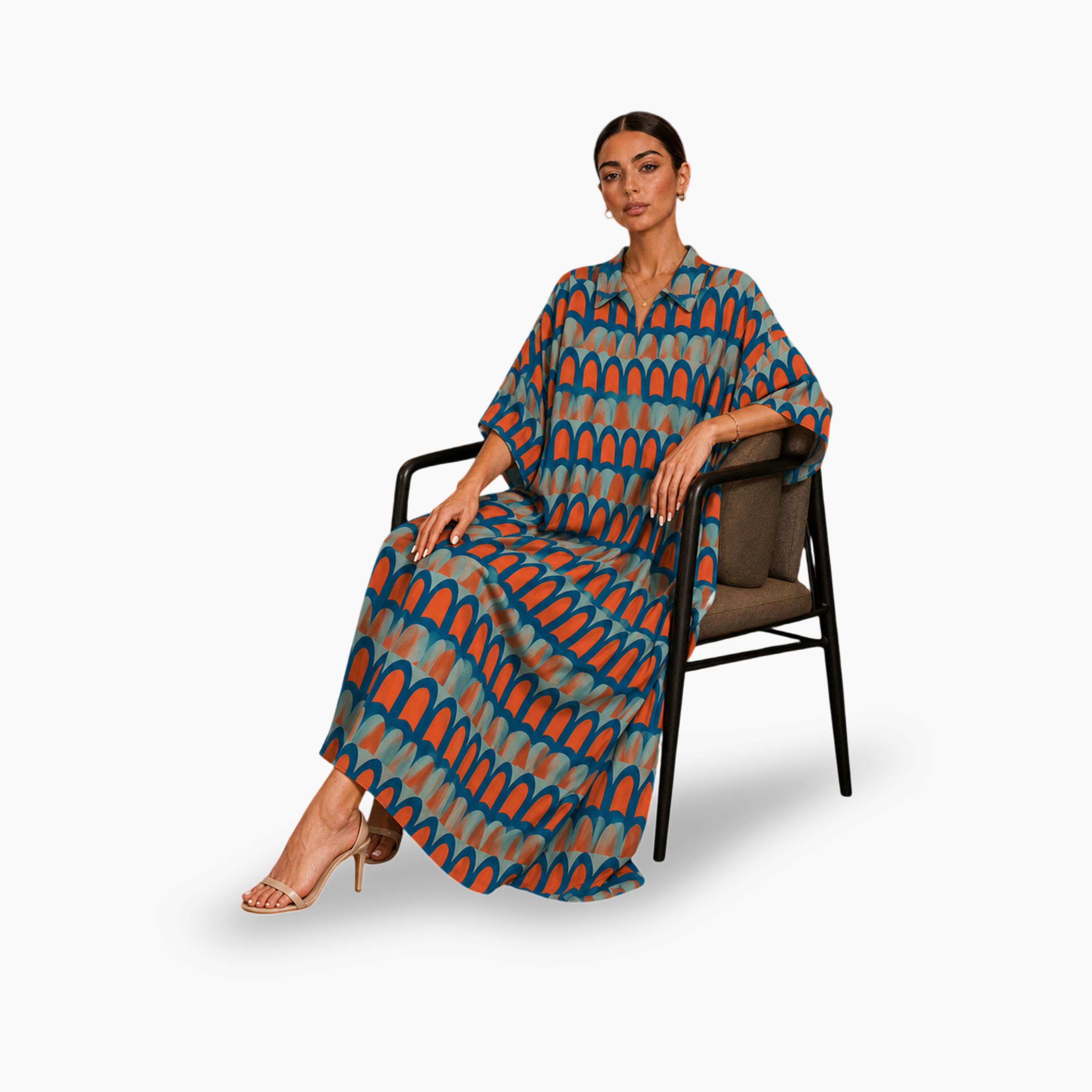 Take Two Multi-Color All Over Print Kaftan-women-arabicclothing-kaftan-image-2