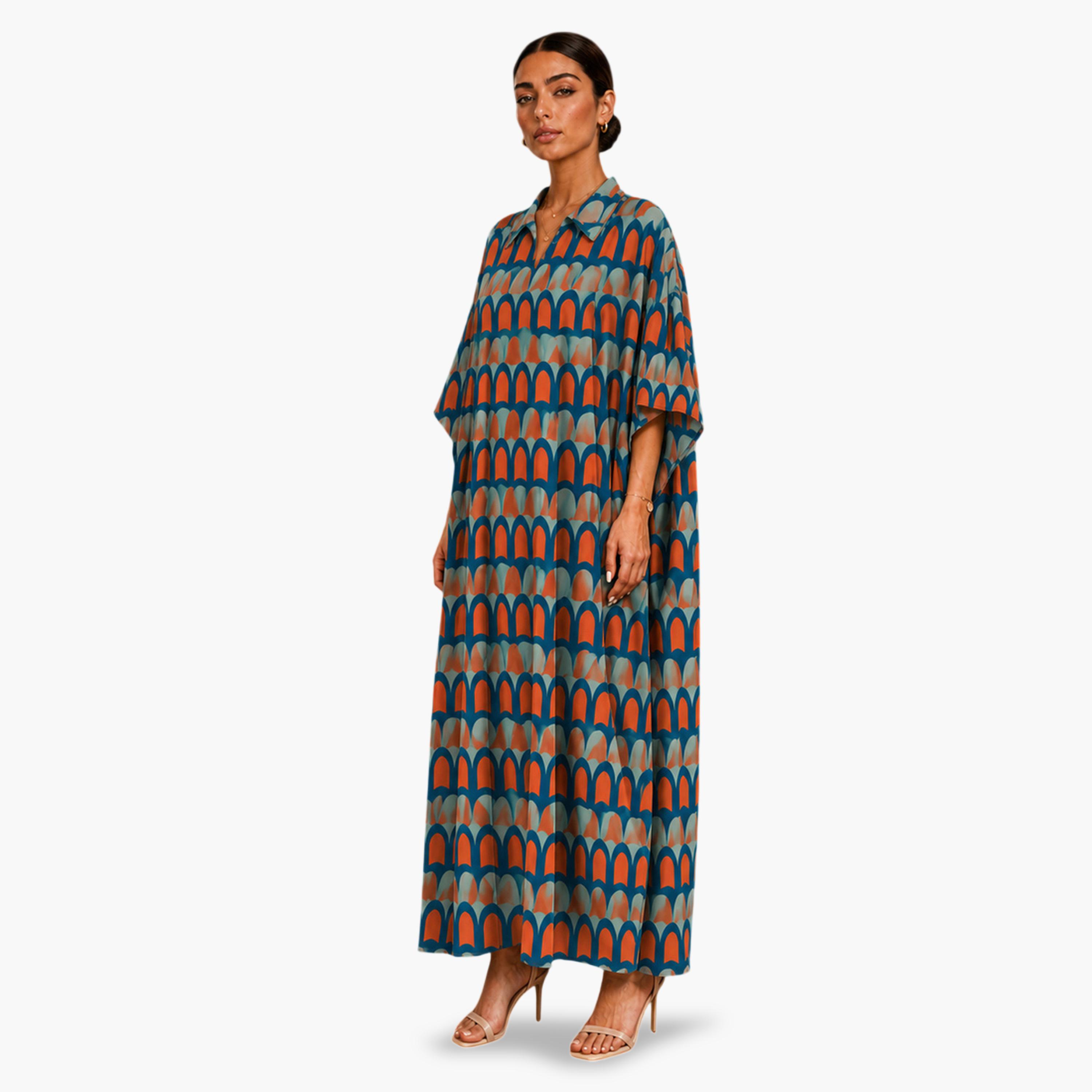 Take Two Multi-Color All Over Print Kaftan-women-arabicclothing-kaftan-image-3