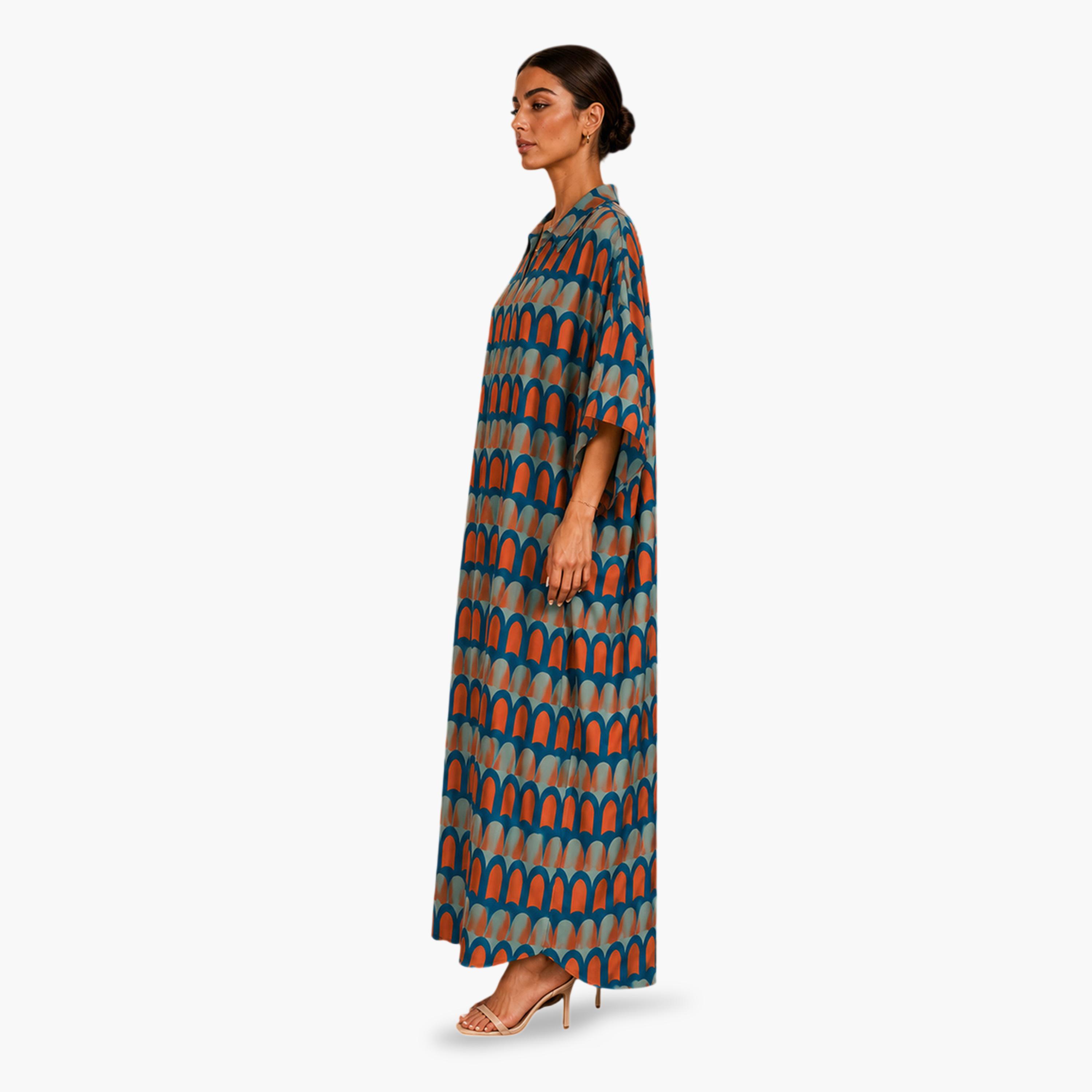 Take Two Multi-Color All Over Print Kaftan-women-arabicclothing-kaftan-image-4